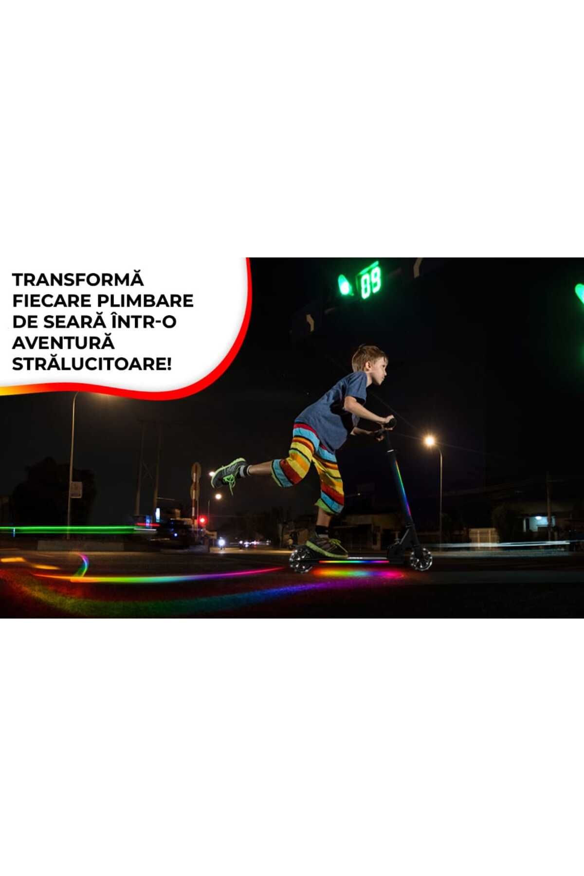 Elindor-2-Wheel Scooter for Kids, Foldable and Portable, RGB LED Lights, Height Adjustable Handle, Black 8