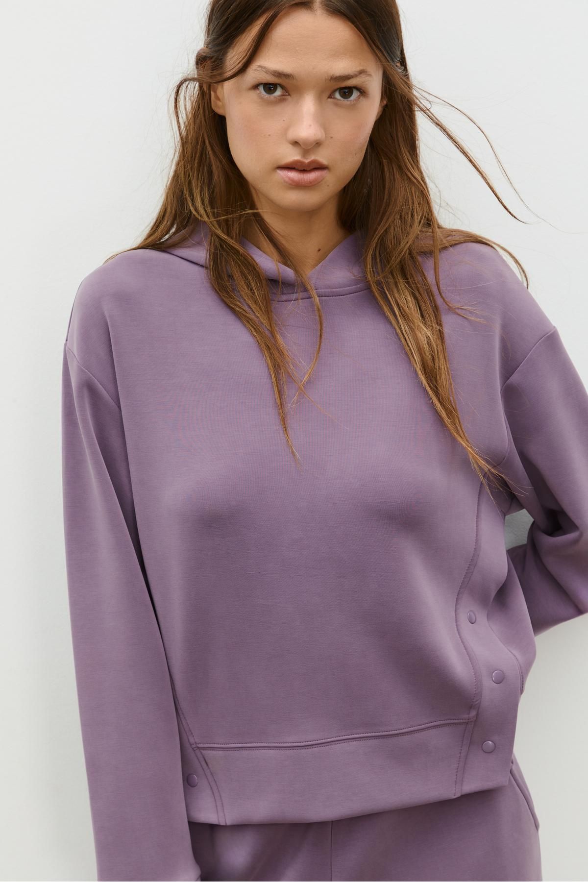 Stradivarius-Soft-touch hoodie with buttons 4