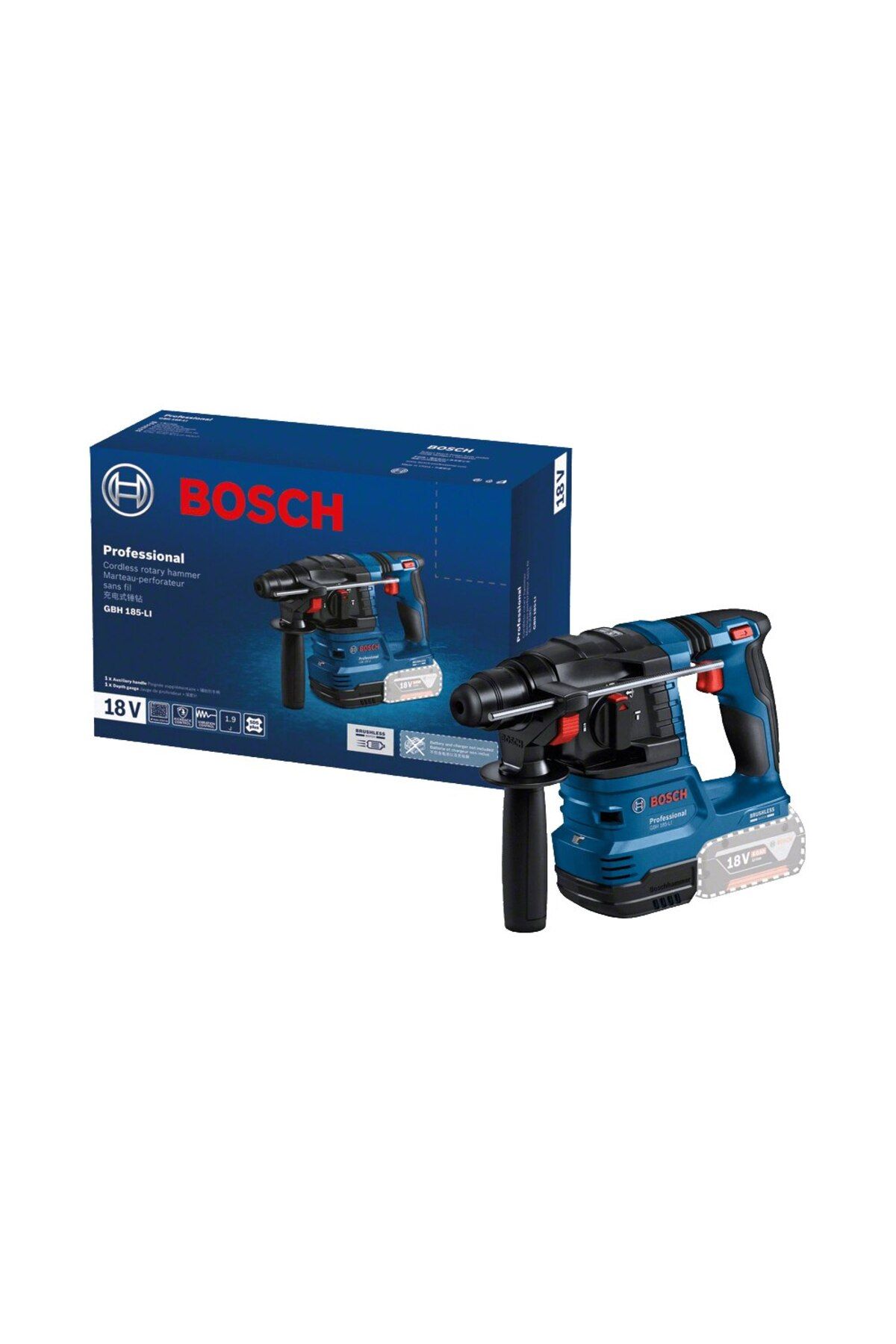 Bosch-Cordless Rotary Hammer 0611924020, GBH 185-LI, SDS Plus, 18 V, 1.9 J, 4675 impacts/min, withou 3
