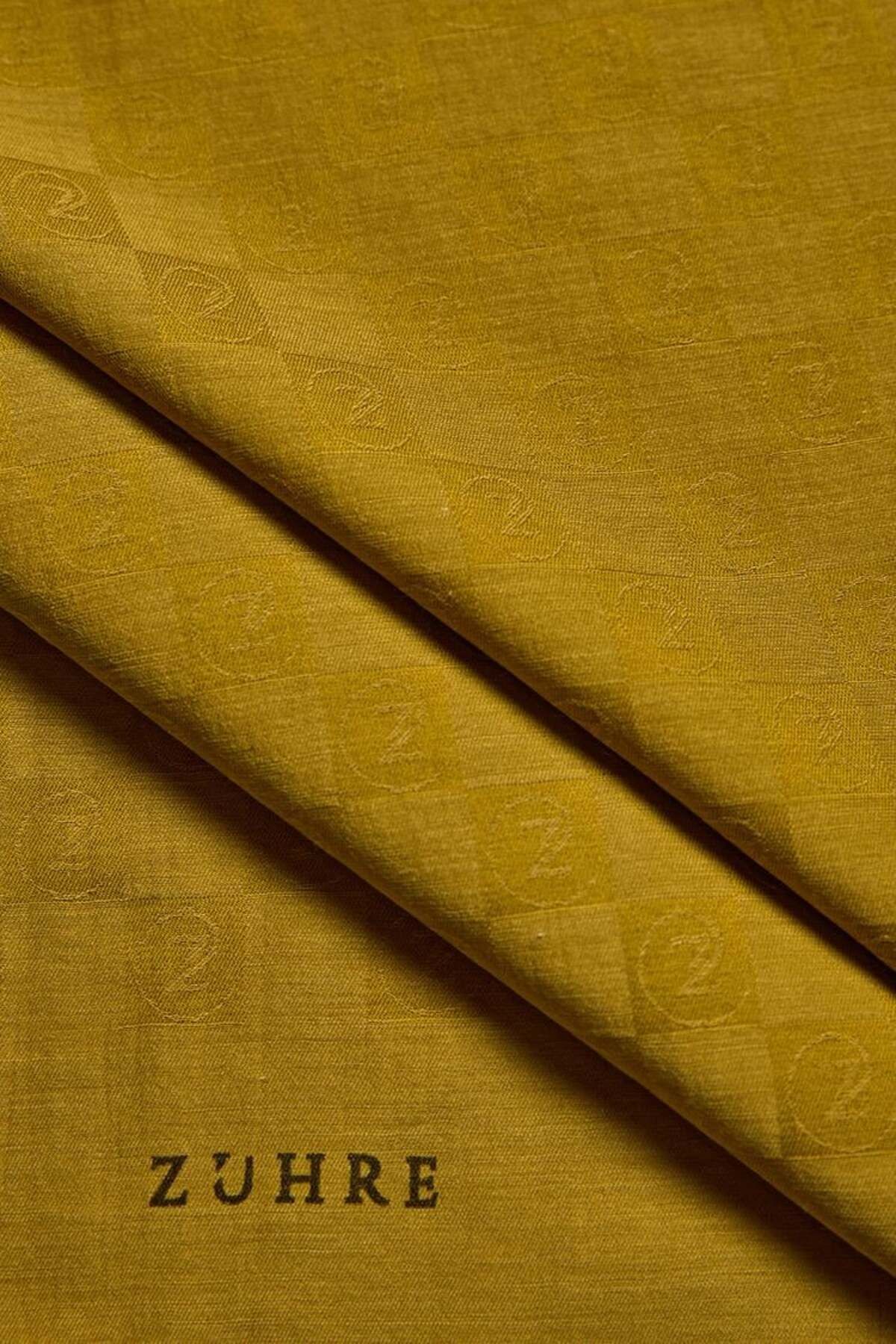 Zühre-Monogram Patterned Mustard Seher Shawl 0106 2