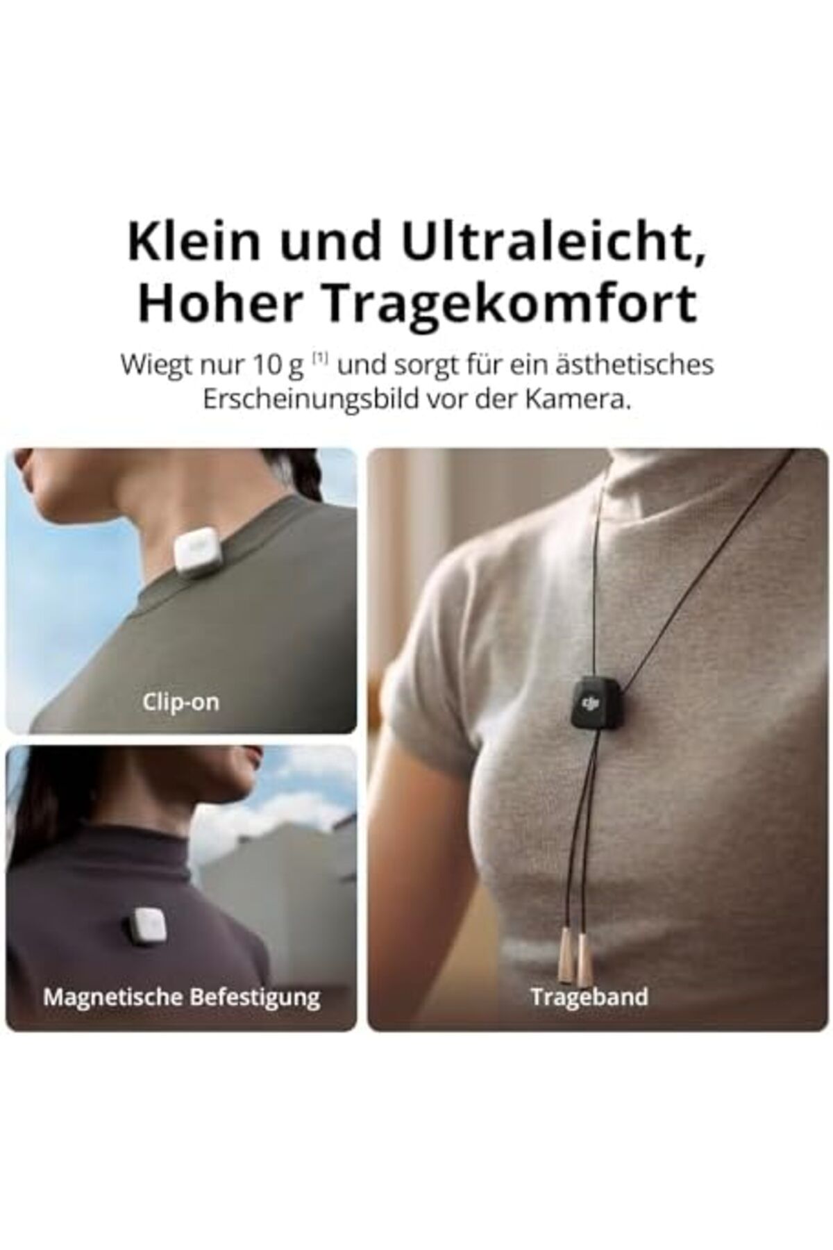 DJI-ميكروفون صغير (1TX+1RX)، خفيف الوزن، صوت غني، إلغاء الضوضاء، اكتشاف تلقائي، لاسلكي 4