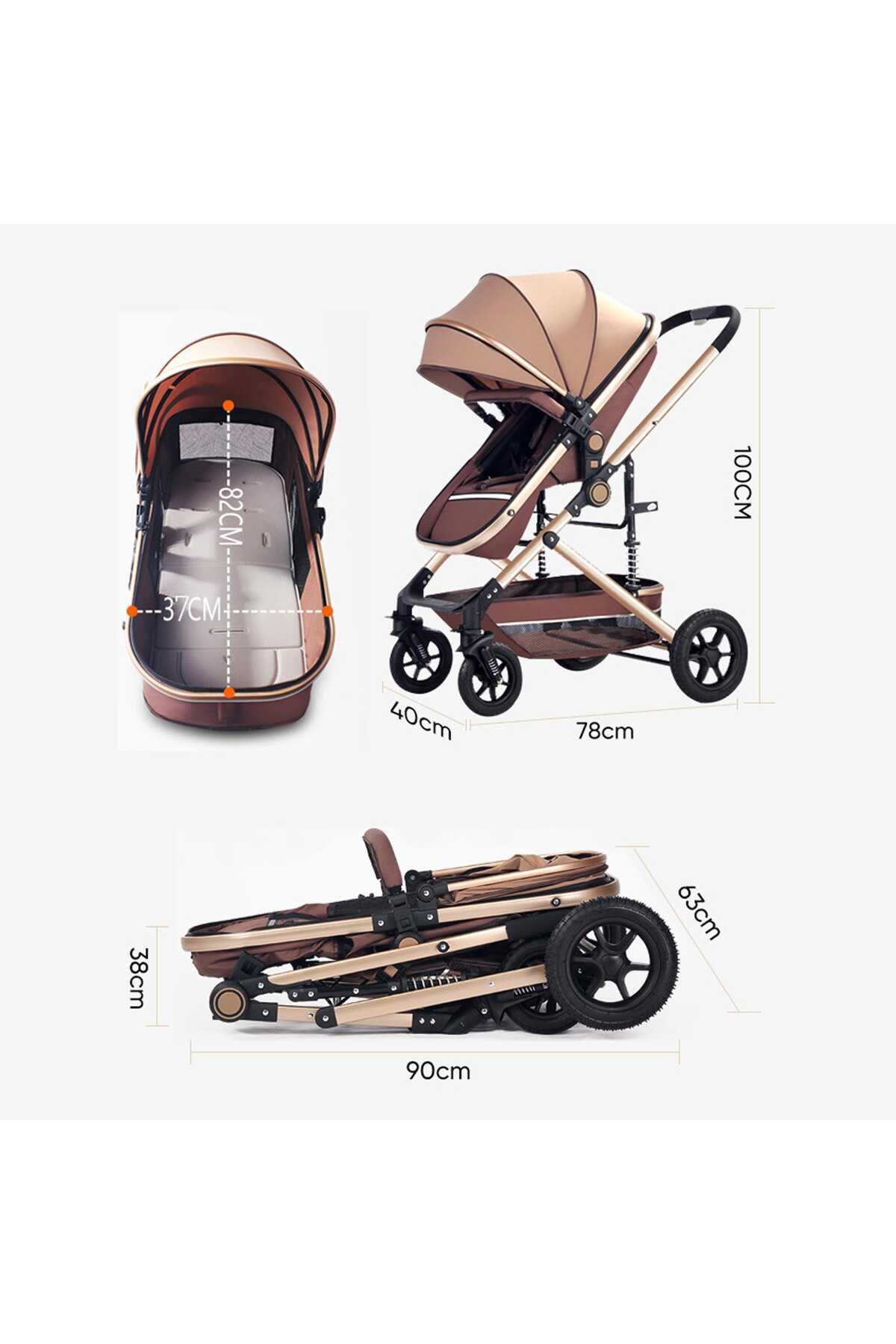 Timebox-Reversible Stroller for Babies 0-3 Years – , Foldable with One Hand, Detachable Handle, Adjustable C 10