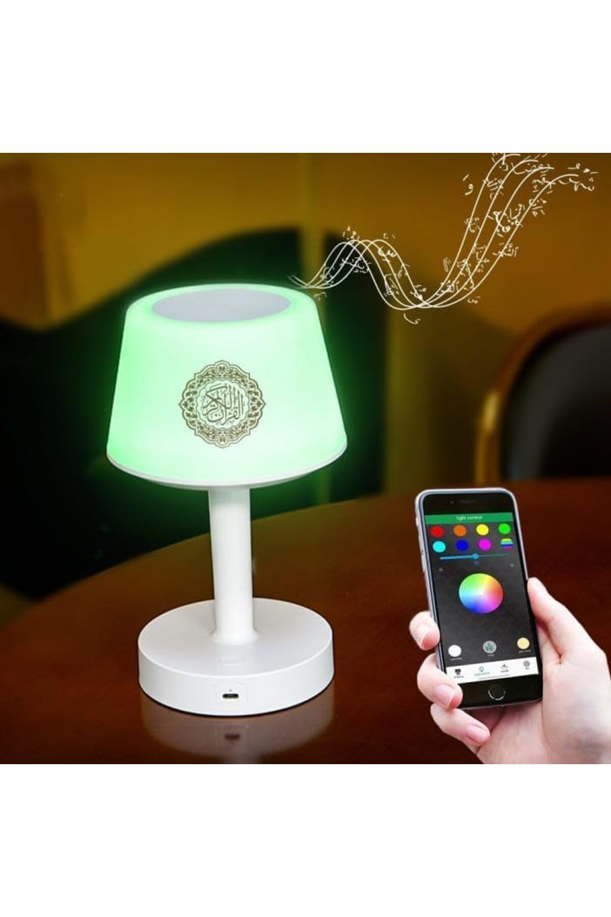 equantu-UMEEMA Desk Lamp Bluetooth Quran Speaker with 16 Colors LED Lights Table Night Lamp with Remote Cont 2