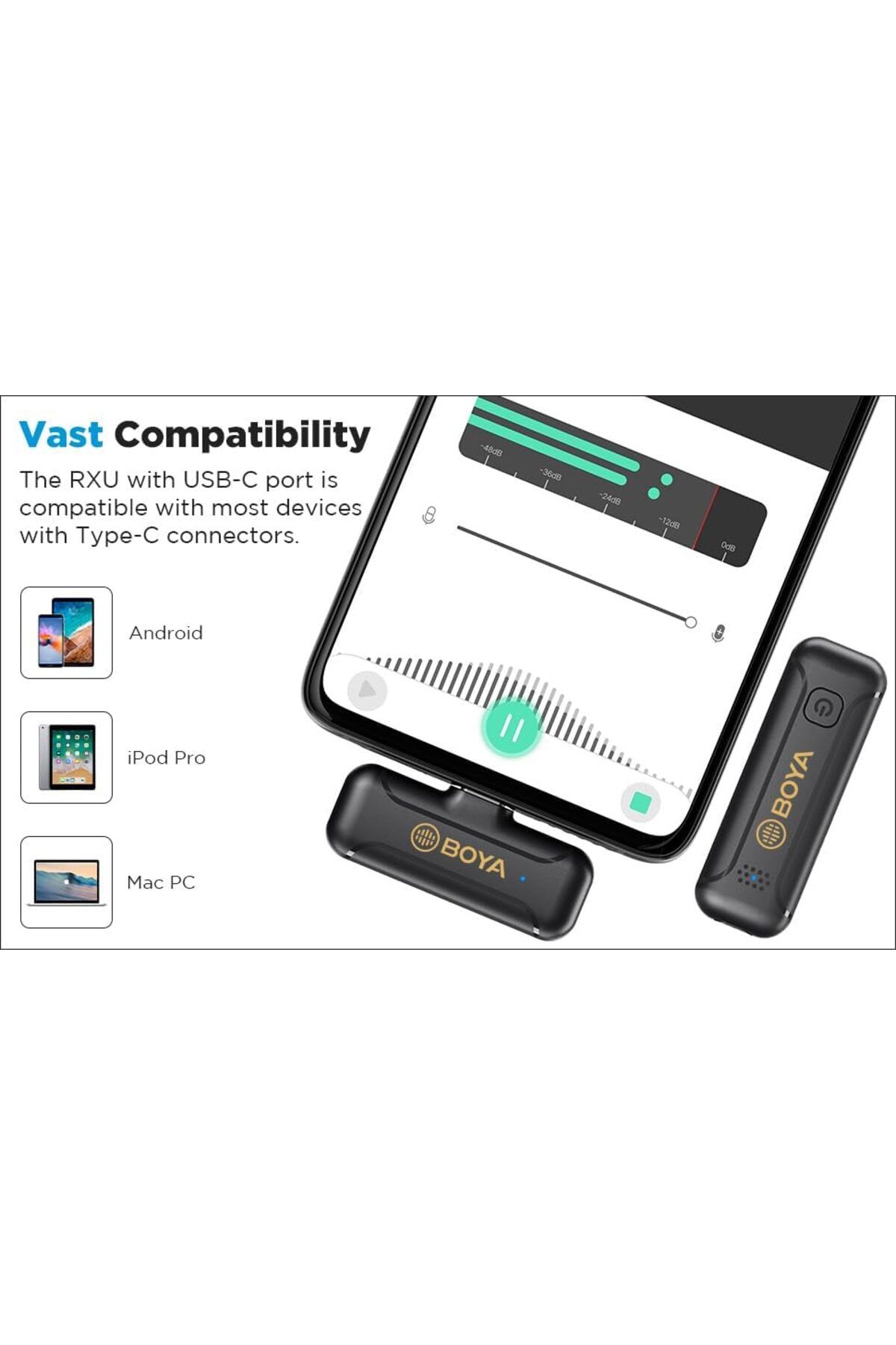 BOYA-ميكروفون لافالير لاسلكي 2.4 جيجاهرتز لأجهزة iPhone 7/8/X/11/12 iPad Tiny Lav Clip On Micropho 7