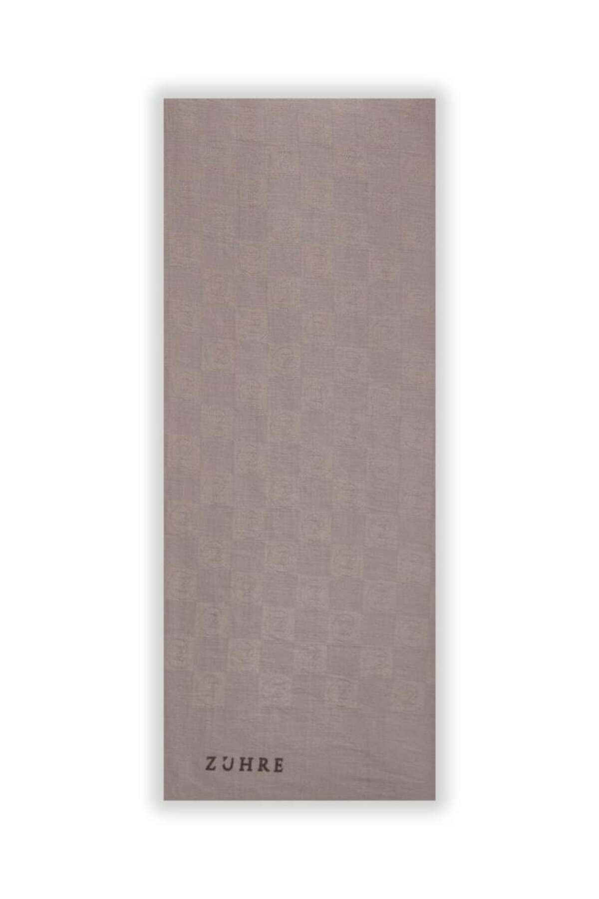 Zühre-Monogram Patterned Gray Seher Shawl 0106 1
