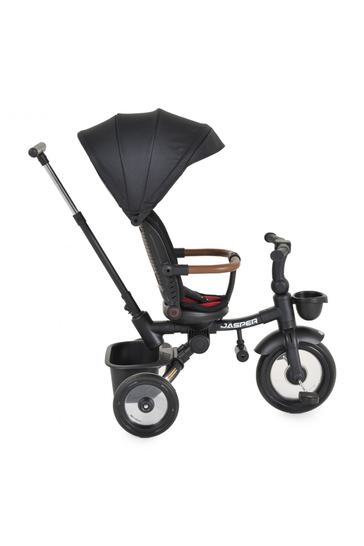 byox-Jasper Black foldable children's tricycle, with parental handle, adjustable backrest, rotating seat 4
