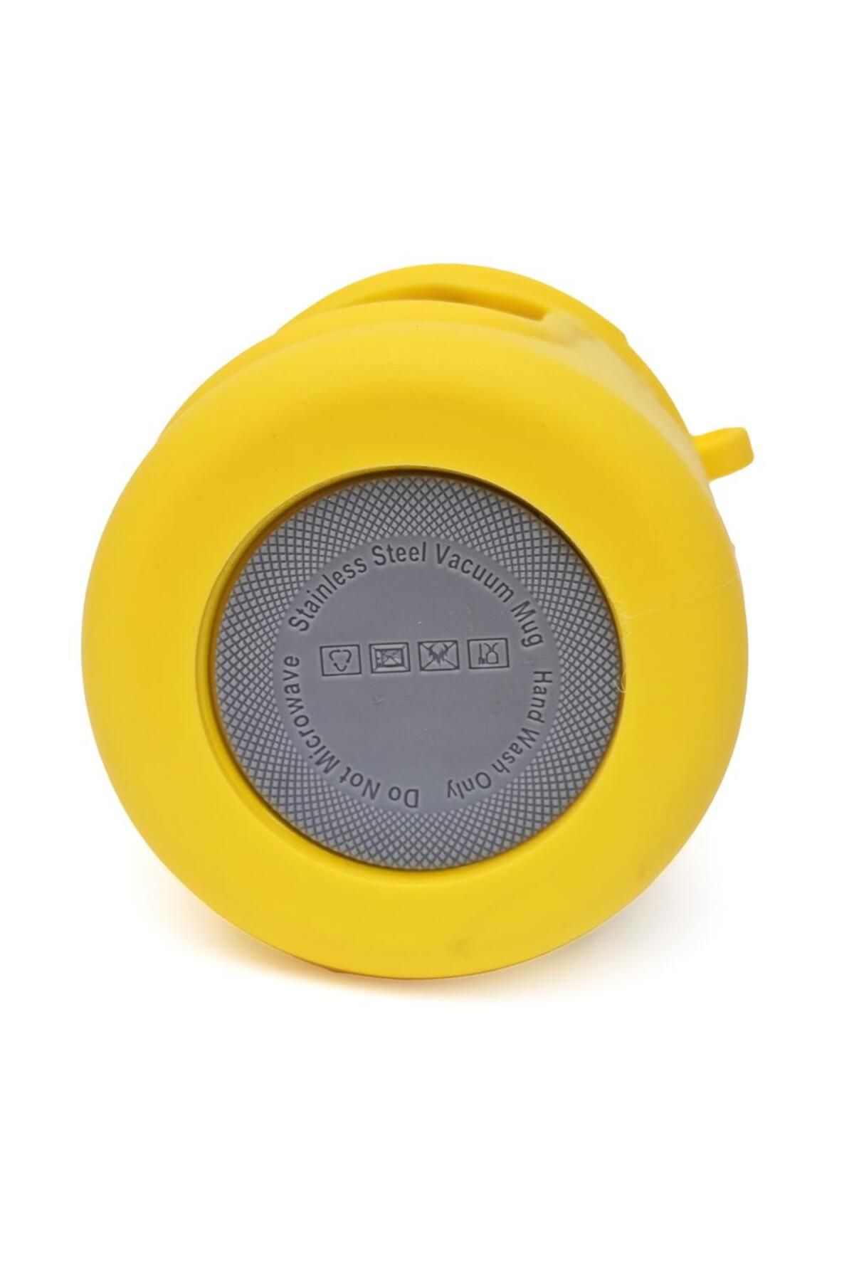 B4U-Thermos mug for kindergarten, pop-up flip-top with straw, with string, yellow, 500 ml KL-8192 6