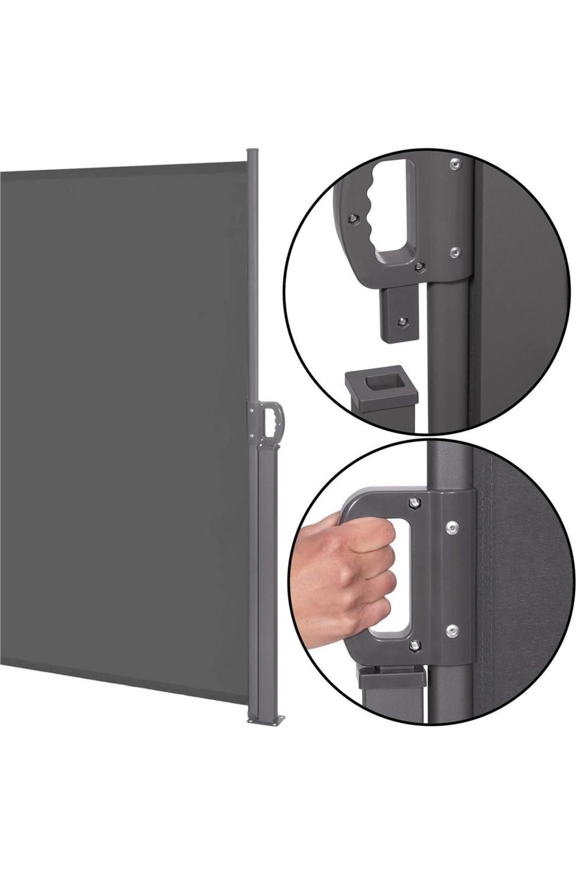 SERSIMO-Side privacy screen, extendable, fixing system included, 200x300cm, dark grey 13