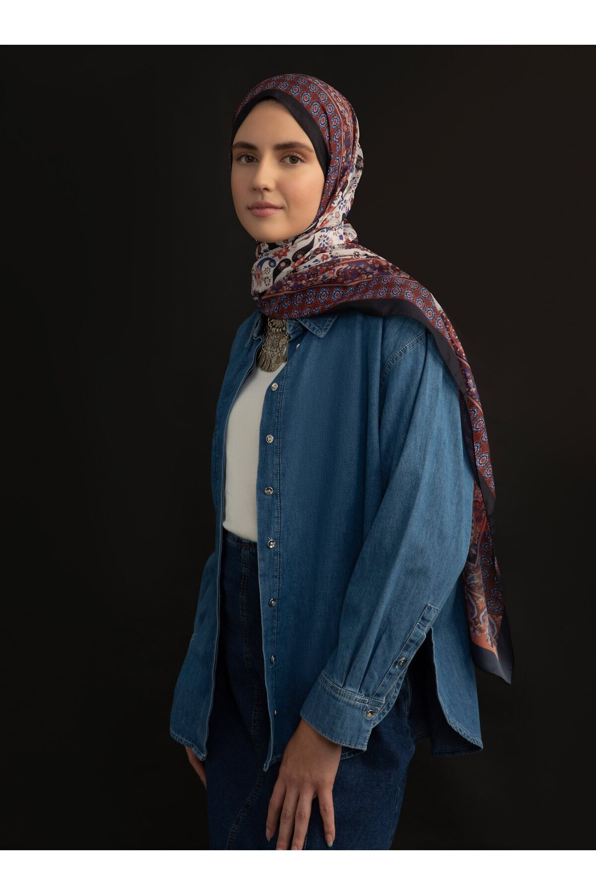 Tuva-Ethnic Patterned Soft Shawl - Multicolored - V5 -Tuva 2