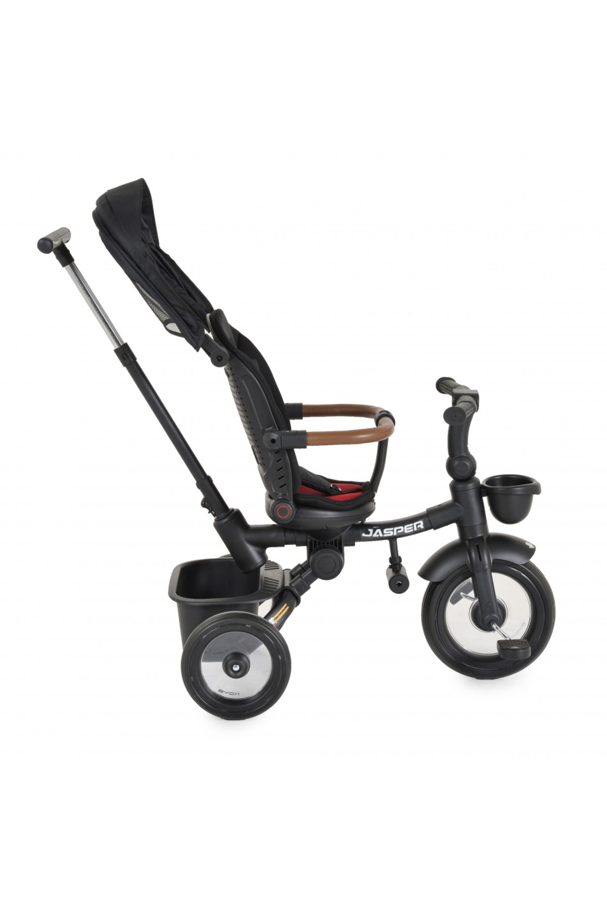 byox-Jasper Black foldable children's tricycle, with parental handle, adjustable backrest, rotating seat 3