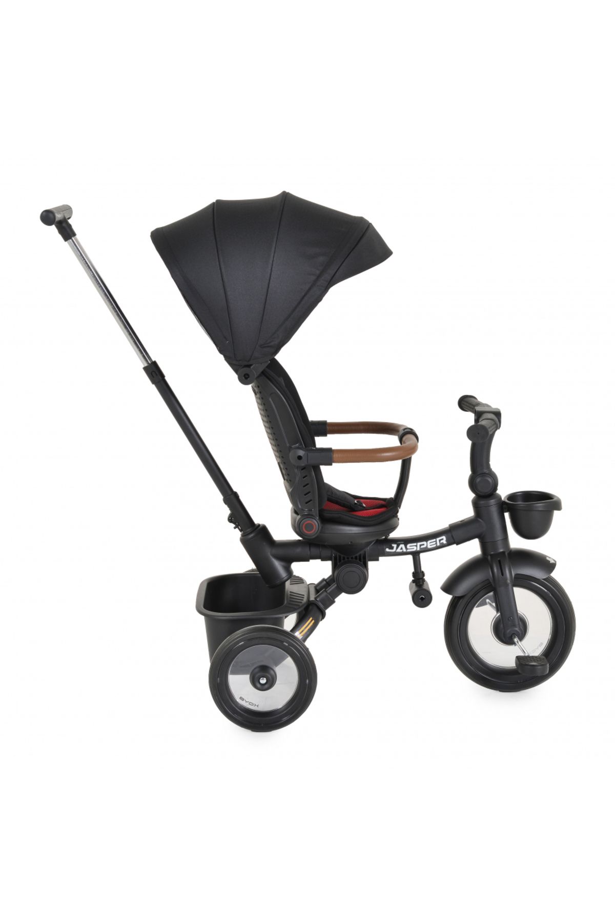 byox-Jasper Black foldable children's tricycle, with parental handle, adjustable backrest, rotating seat 6