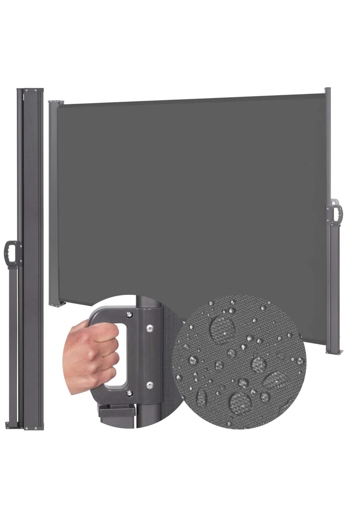 SERSIMO-Side privacy screen, extendable, fixing system included, 200x300cm, dark grey 7