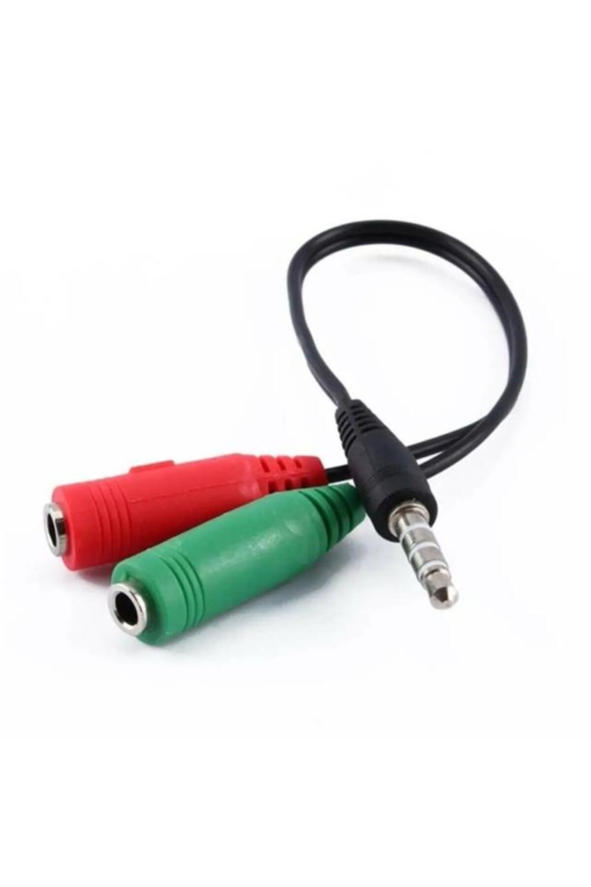 Pazarcan Powermaster Pm-2697 3.5 Mm Stereo Erkek Kulaklık 3 Çizgili + 2 X Stereo Dişi Mikrofon Hoparlör Çokla