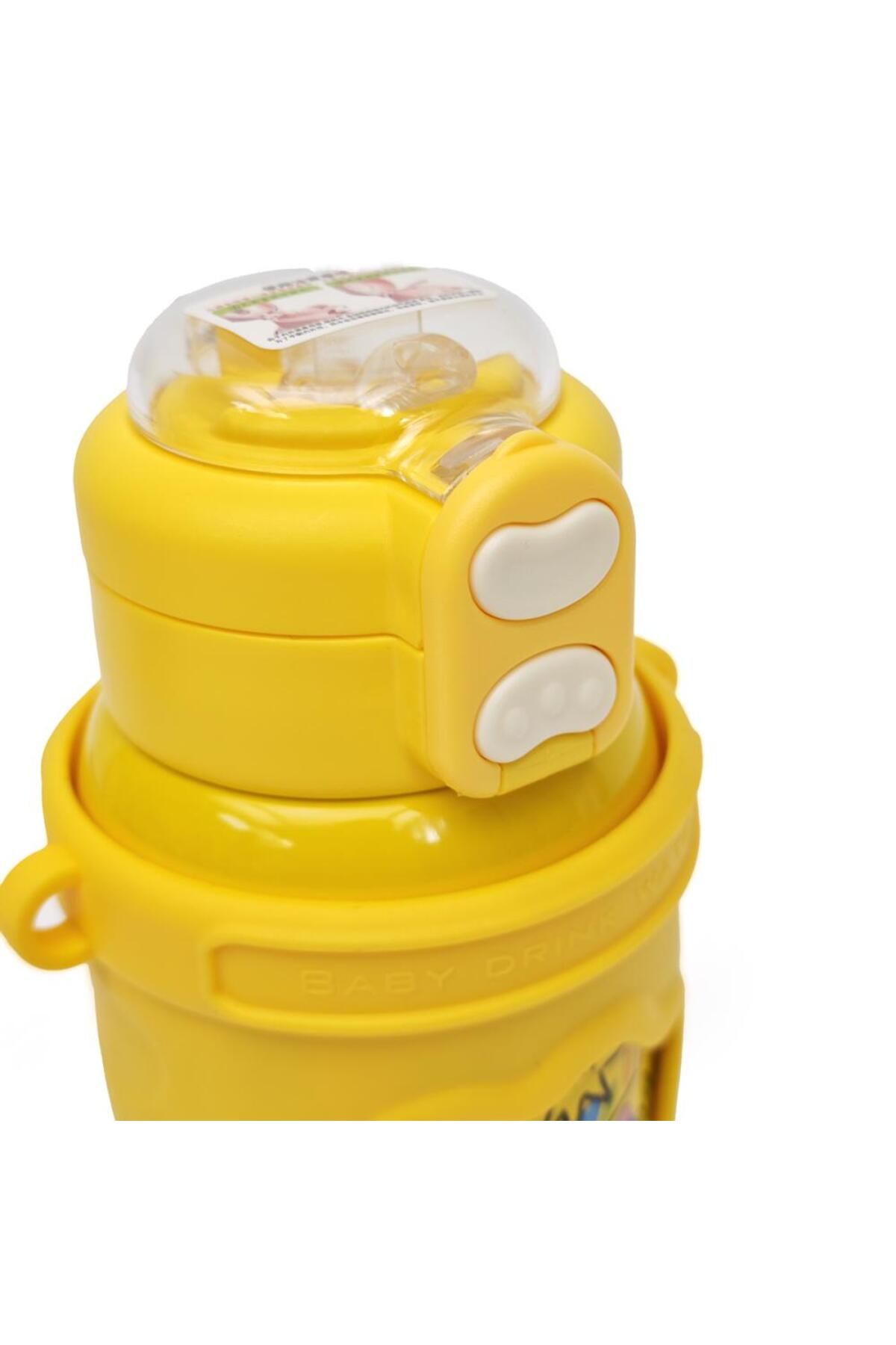 B4U-Thermos mug for kindergarten, pop-up flip-top with straw, with string, yellow, 500 ml KL-8192 3