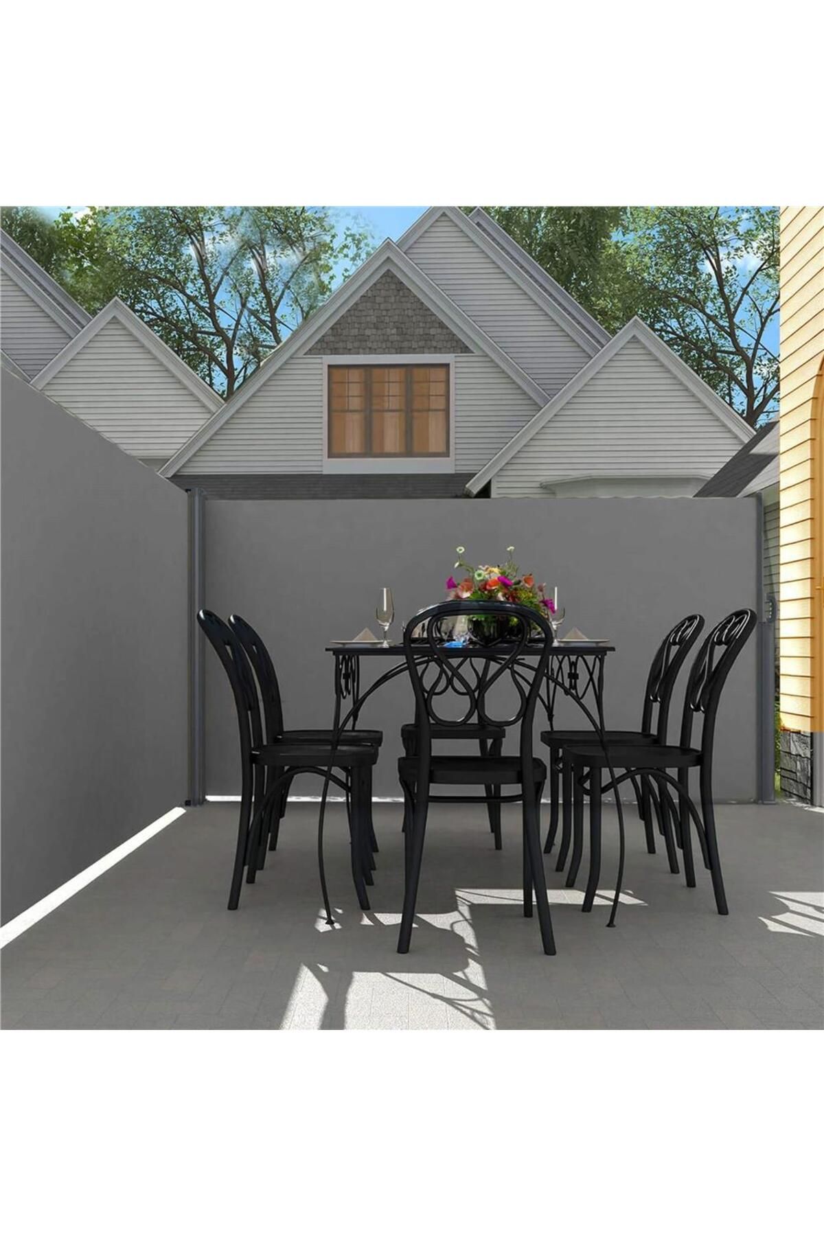SERSIMO-Side privacy screen, extendable, fixing system included, 200x300cm, dark grey 23
