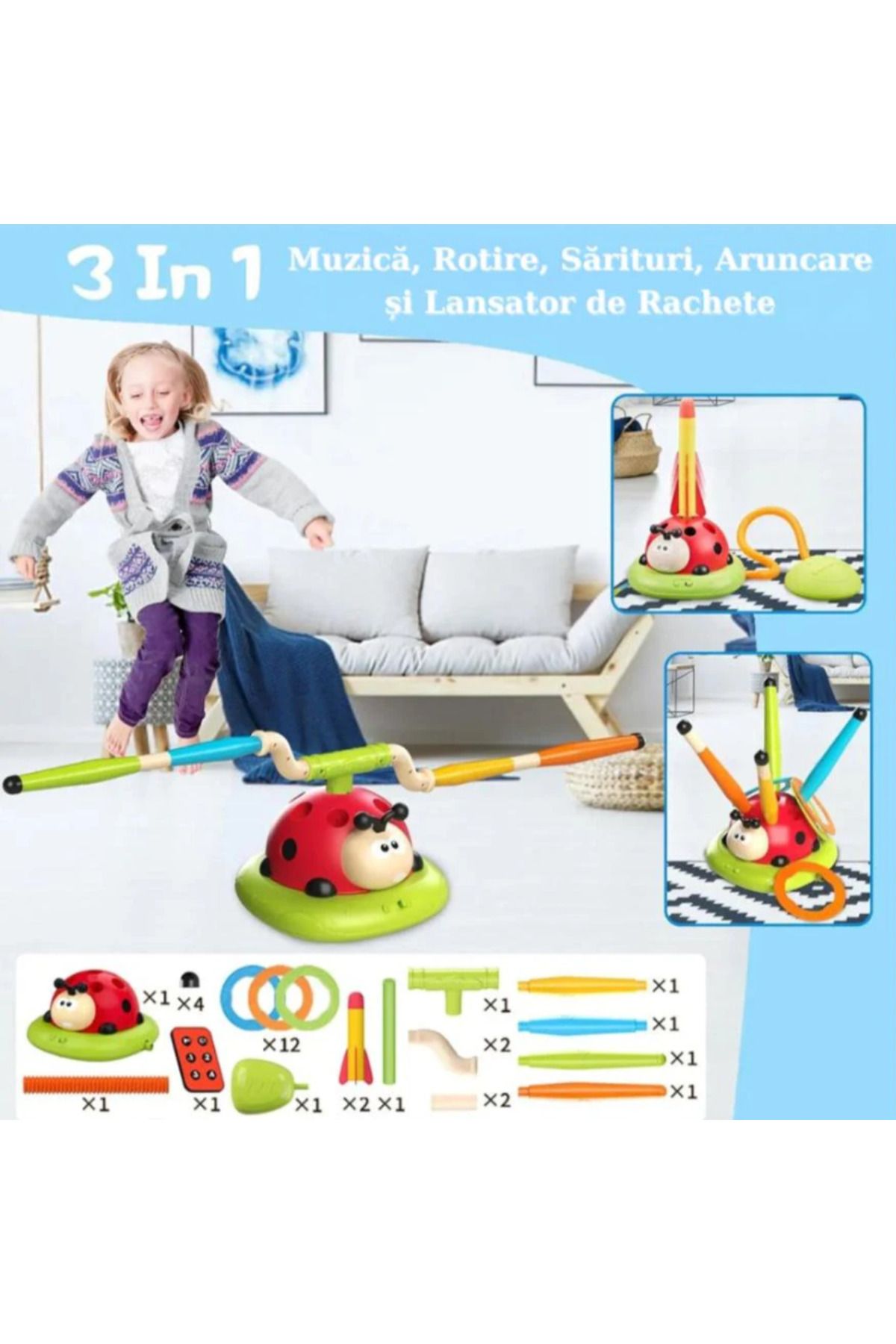 LUDIRO-3 in 1 Interactive Ladybug, Jump Rope, Ring Thrower and Rocket Launcher, With Remote Control 13