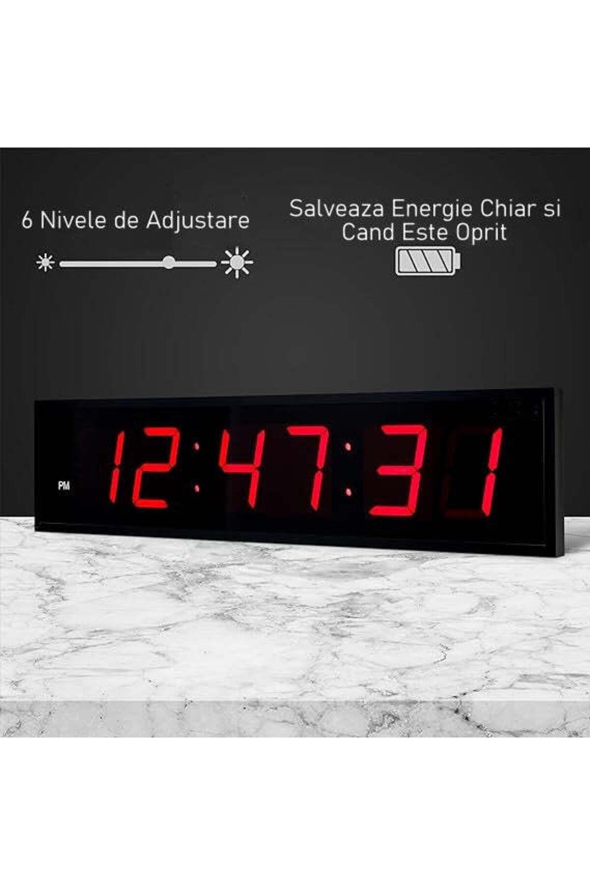 VTM-Digital Wall Clock 100cm, Red LED, Alarm, Stopwatch, Remote Control, Ideal for Gyms 3