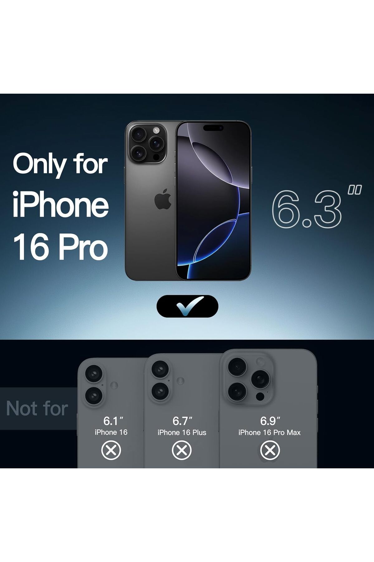 GENERAL-G-Tech Case for iPhone 16 Pro 6.3 inch, Transparent Scratch-Resistant Back - Black 3