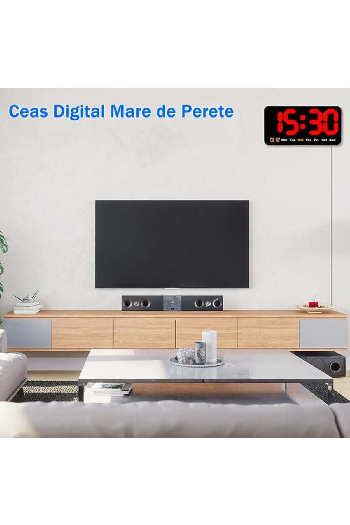 VTM-Digital Table and Wall Clock with Red LED, Alarm, Calendar, Temperature, Snooze, 11x21cm 5
