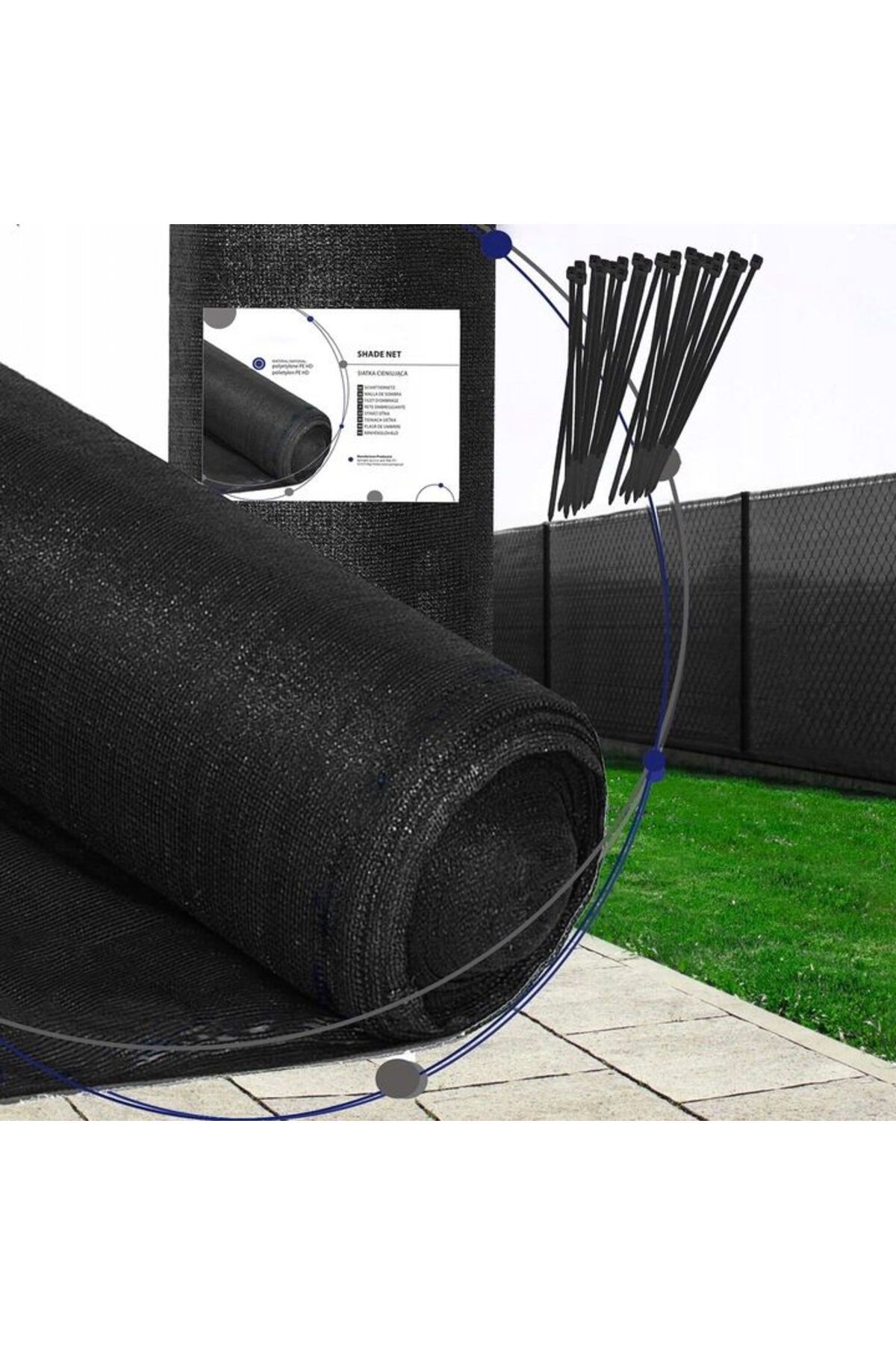 SERSIMO-Shade and privacy net for fence, 1.5m width, 50m length, 140g density, gray 4