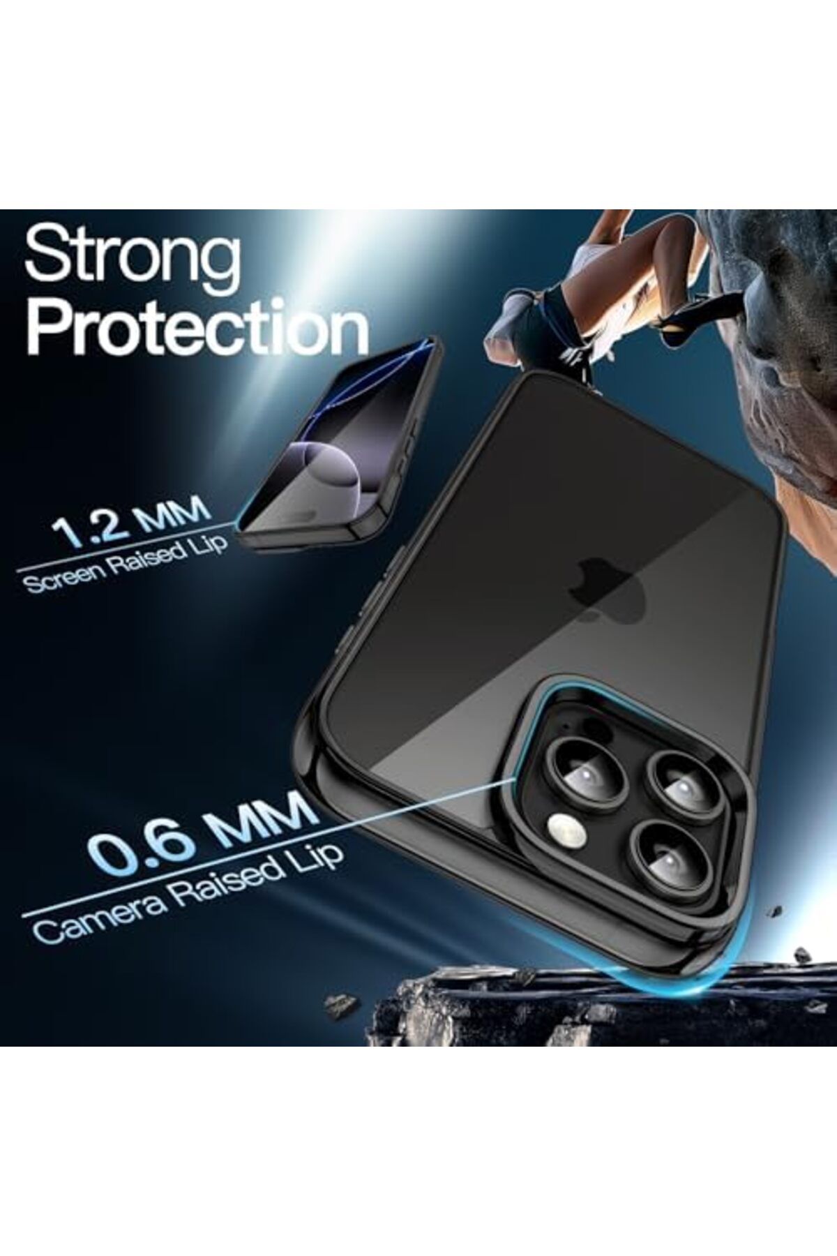 GENERAL-G-Tech Case for iPhone 16 Pro 6.3 inch, Transparent Scratch-Resistant Back - Black 8