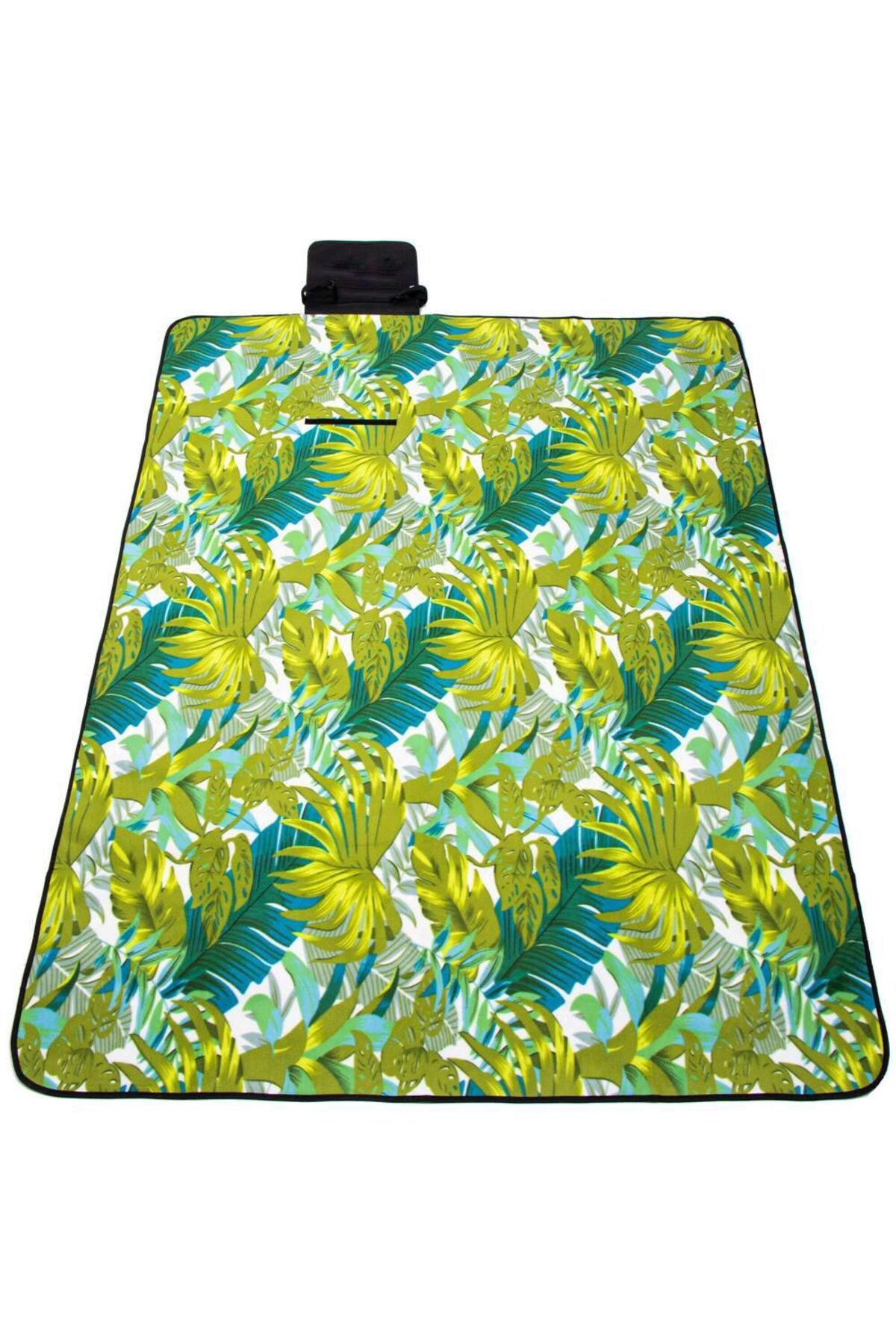 SERSIMO-Picnic or beach blanket, with insulating foil and handle, 200x200cm, leaf pattern, green 12