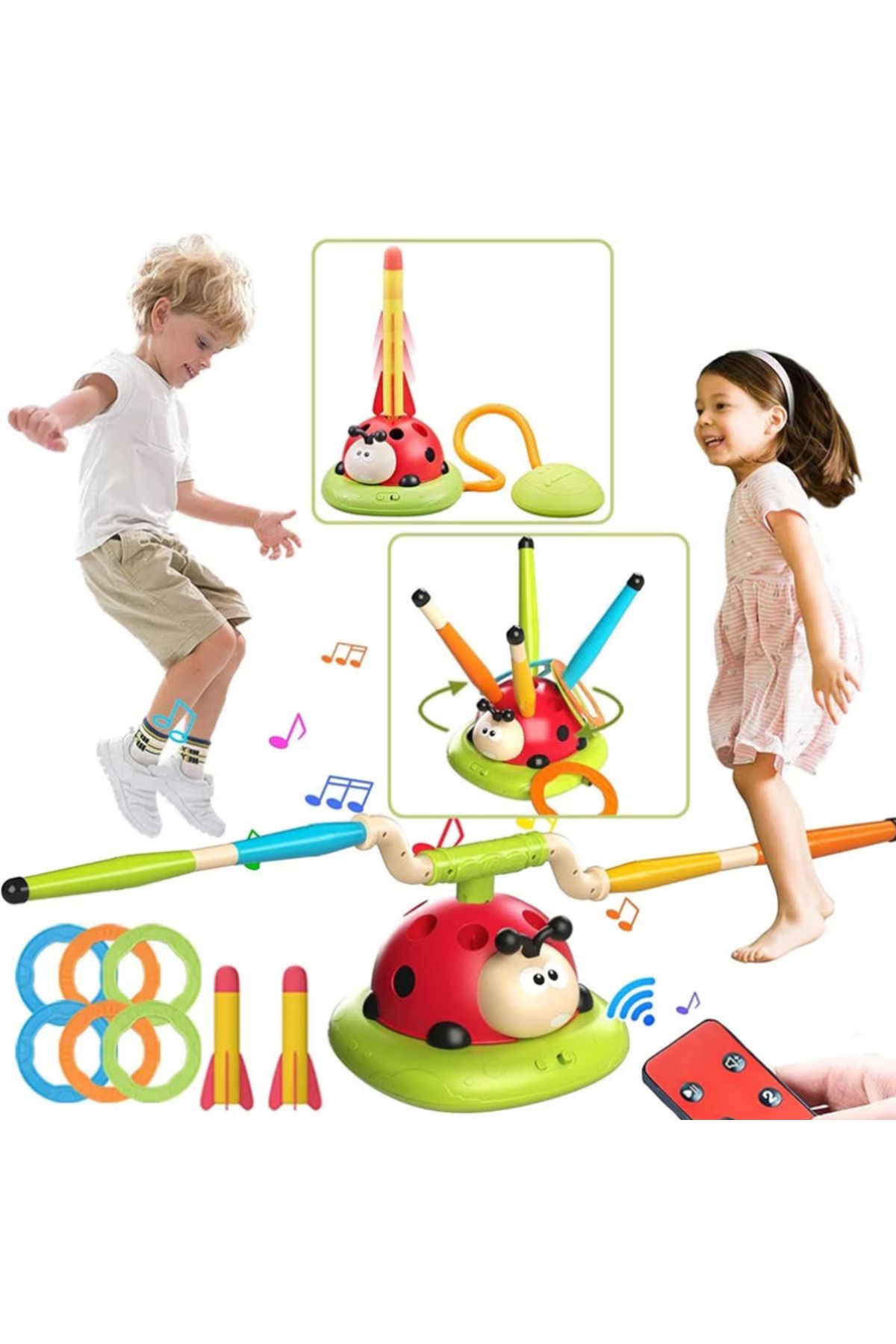 LUDIRO-3 in 1 Interactive Ladybug, Jump Rope, Ring Thrower and Rocket Launcher, With Remote Control 14