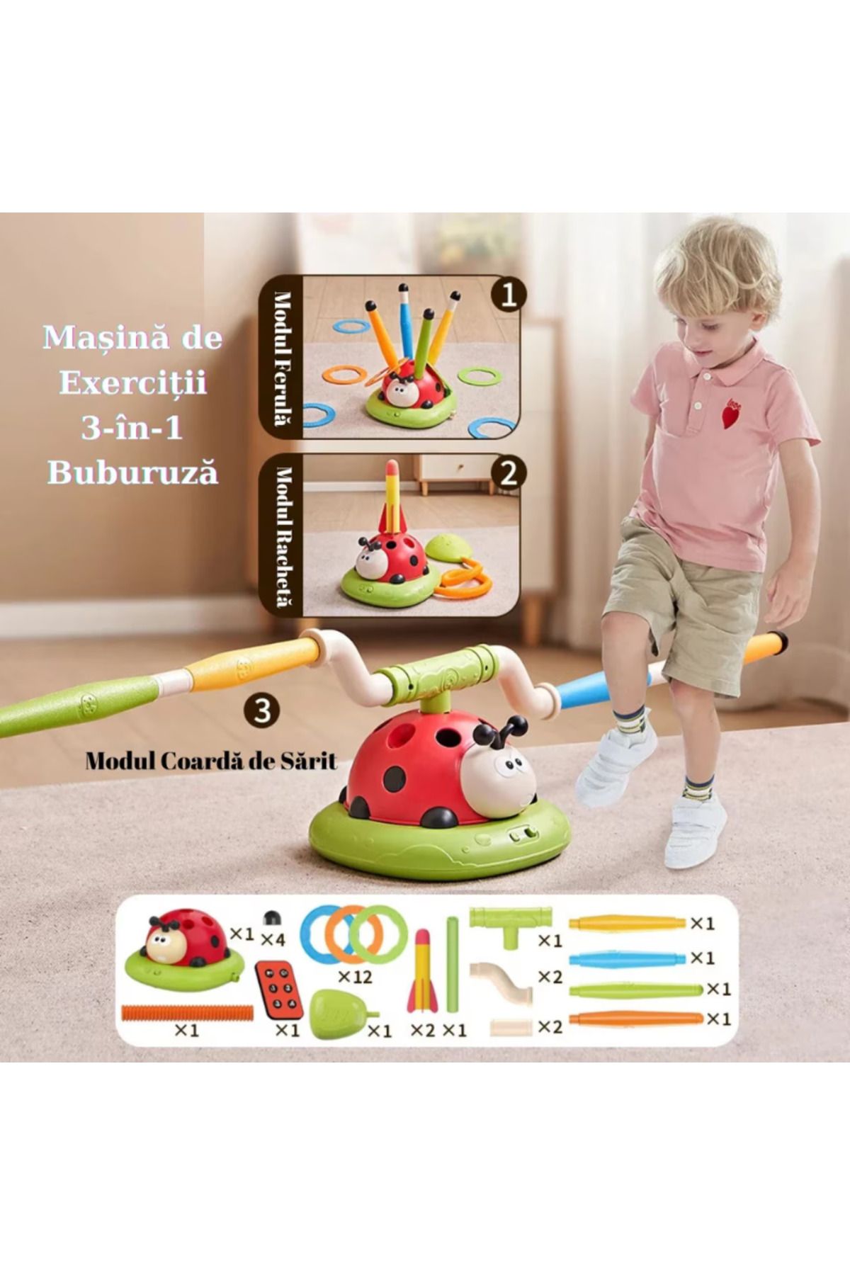 LUDIRO-3 in 1 Interactive Ladybug, Jump Rope, Ring Thrower and Rocket Launcher, With Remote Control 2