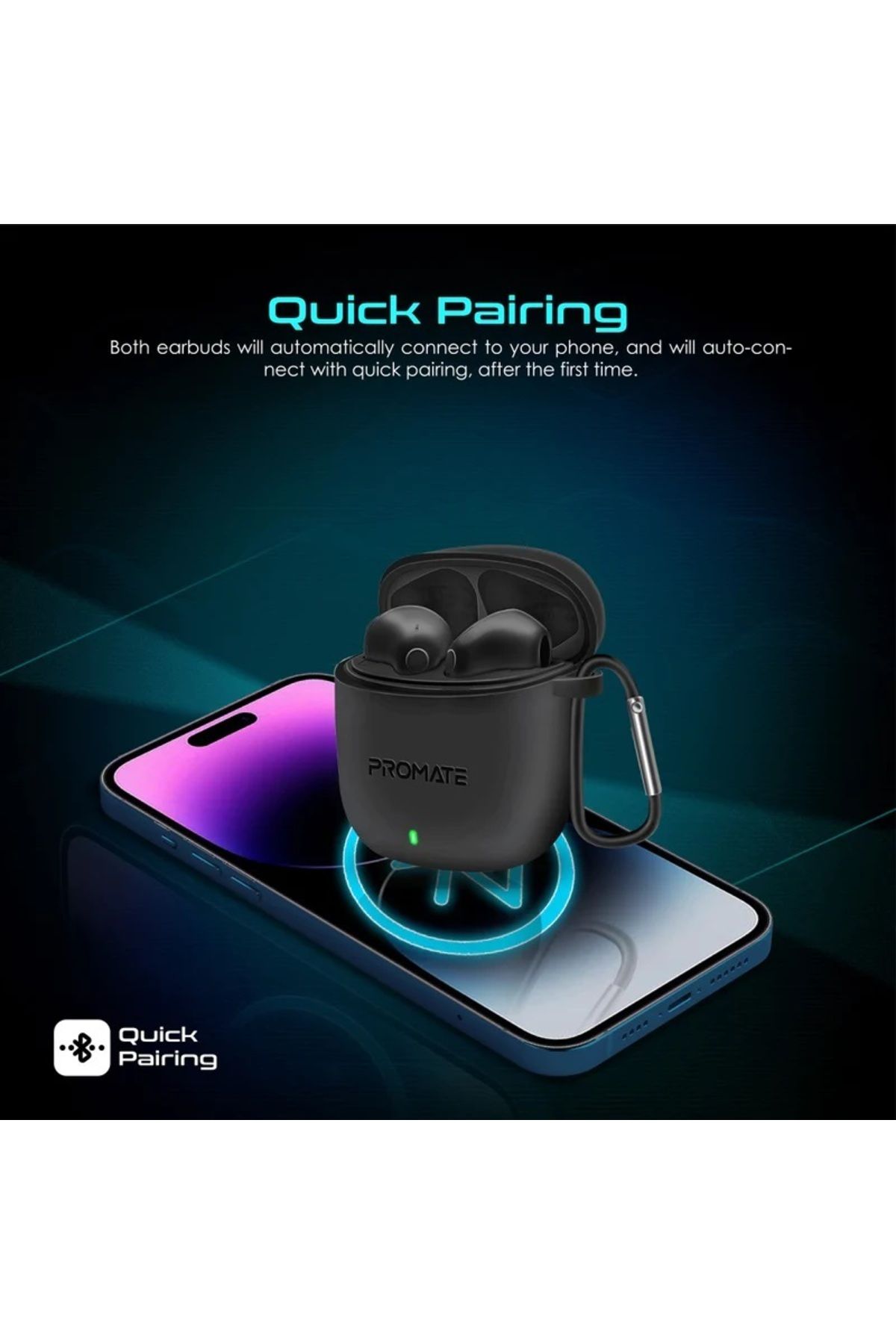 Promate-High Definition ENC TWS Wireless Earbuds with IntelliTouch 3
