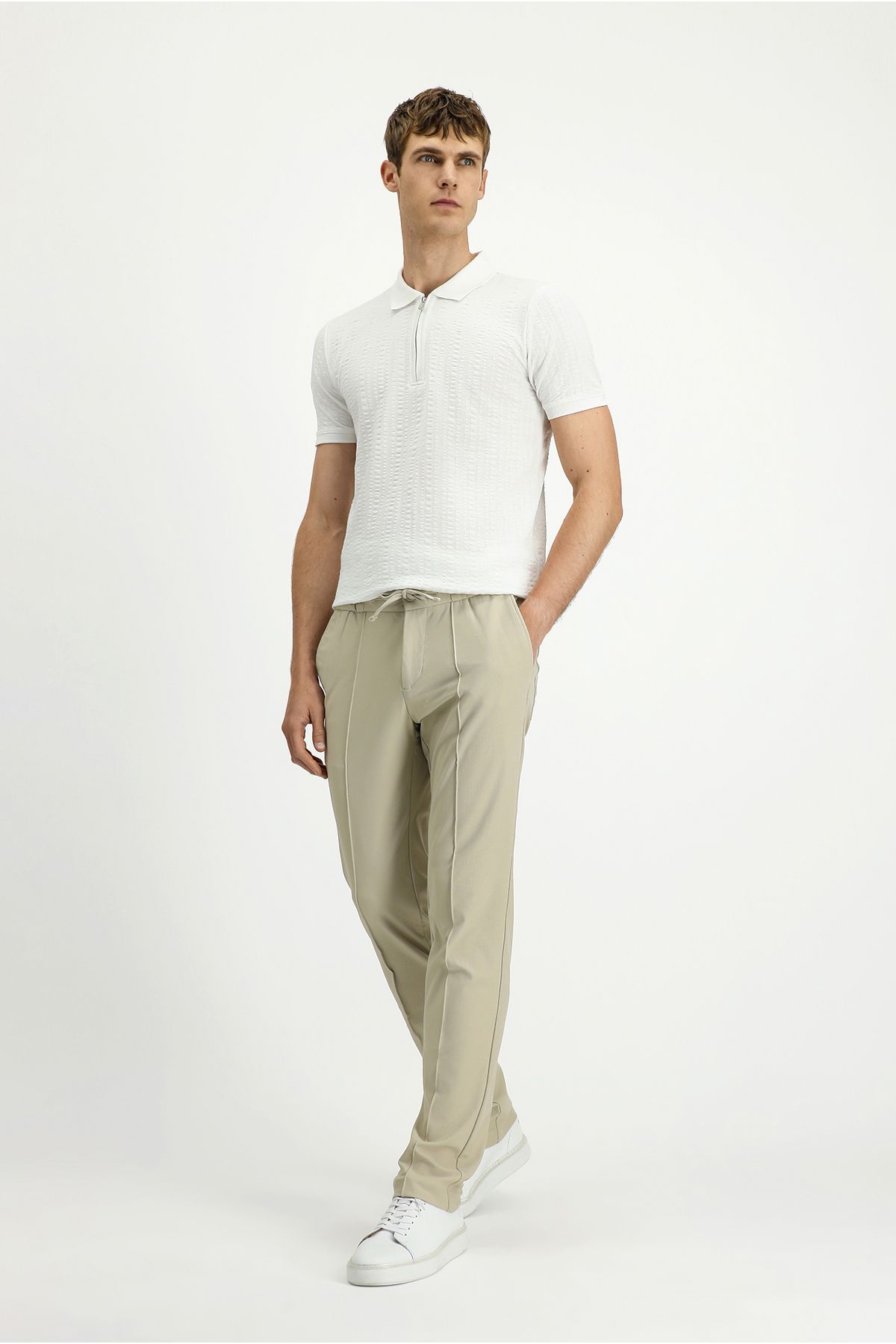 Kiğılı-Techno-Line Super Slim Fit Extra Slim Fit Lycra Elastic Waist Drawstring Classic Fabric Pants 2