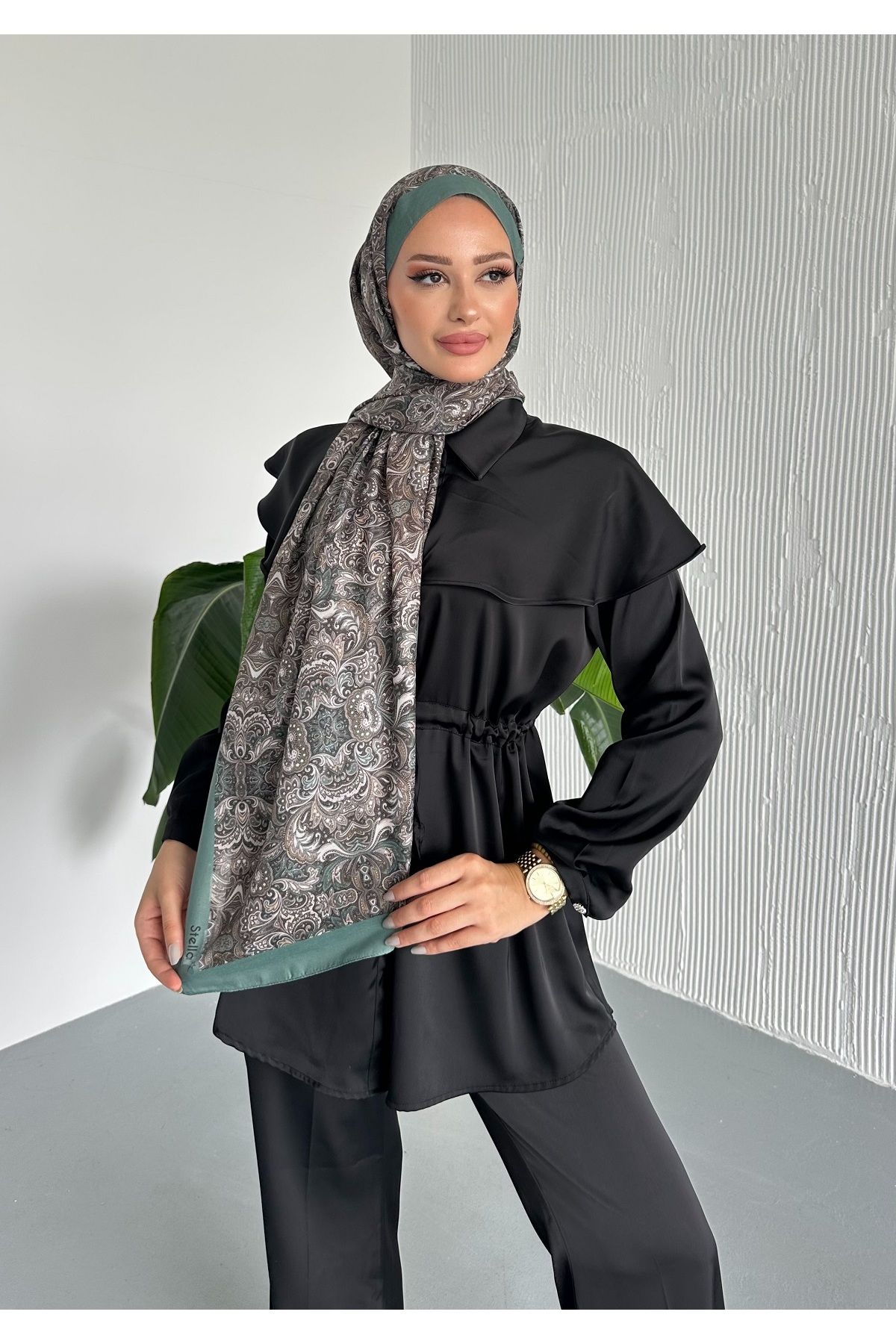 Stella Eşarp-Ethnic Retro Pattern Green Color Cotton Soft Shawl 6