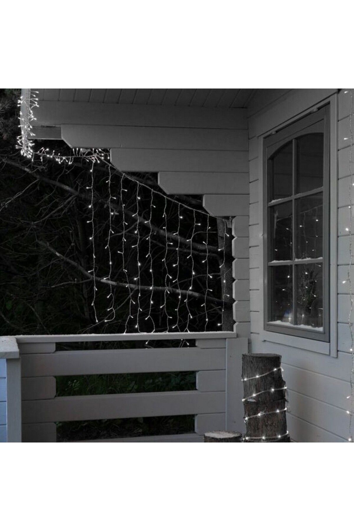 Teo-Instalatie Craciun, Tip Perdea, IP44, 9 m x 1 m, 540 LED-uri, Alb rece, 8 jocuri de lumini, Transfor 7