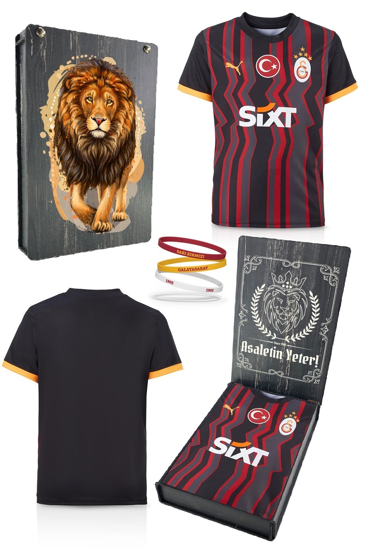 Galatasaray Orijinal Lisanslı 2024/25 Alternatif Siyah Taraftar Forma Spor Bileklik Set