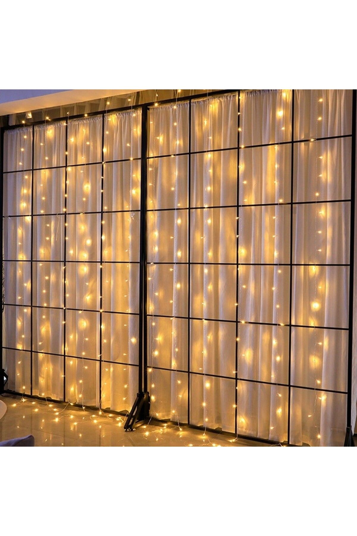 Teo-Instalatie Craciun, Tip Perdea, IP44, 4 m x 1 m, 240 LED-uri, Alb cald, cu flash, Transformator, Int 7