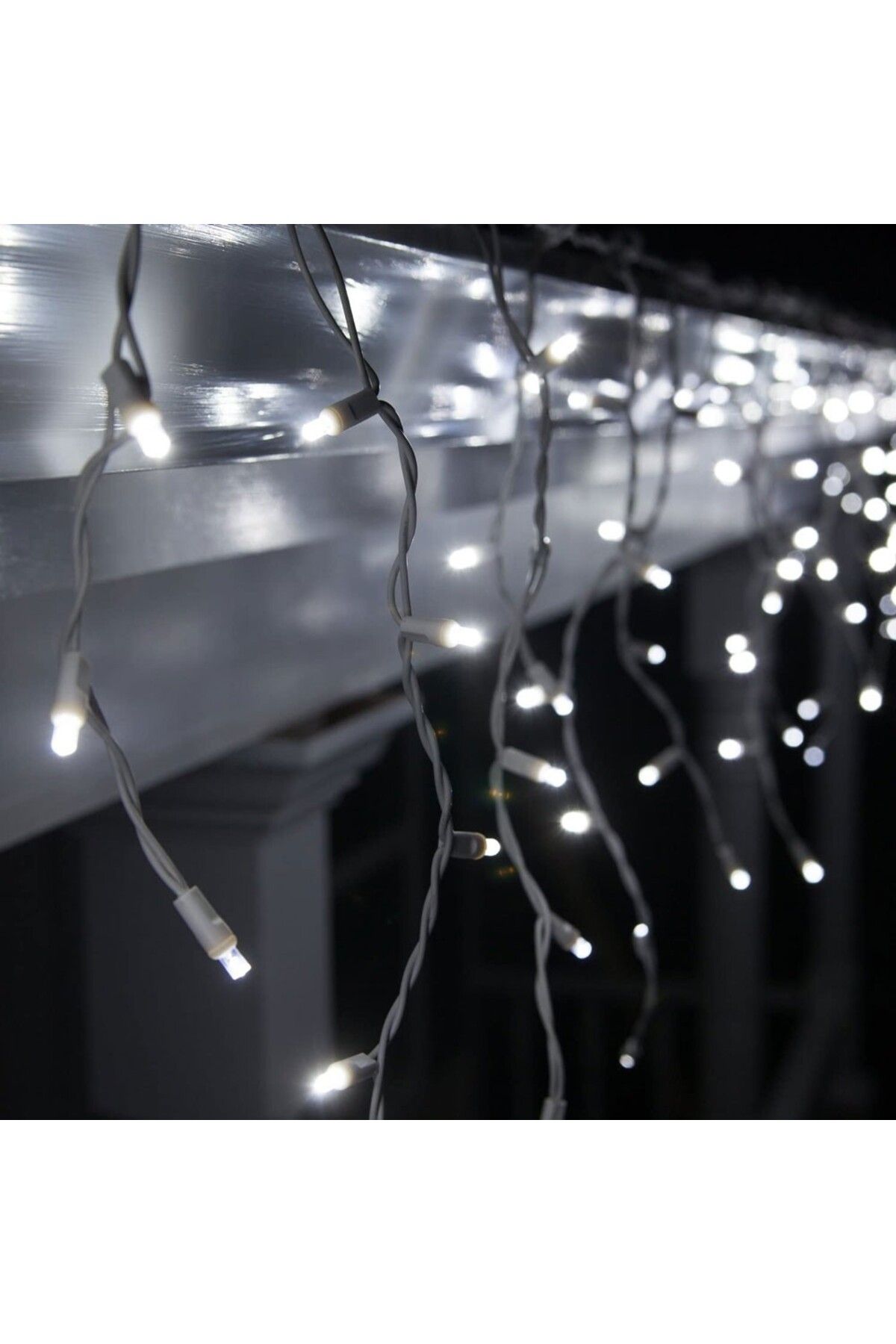 Teo-Instalatie Craciun, 11 m, 360 Led-uri ,Franjuri, Alb rece, Flash, Transformator, Interconectabila, P 8