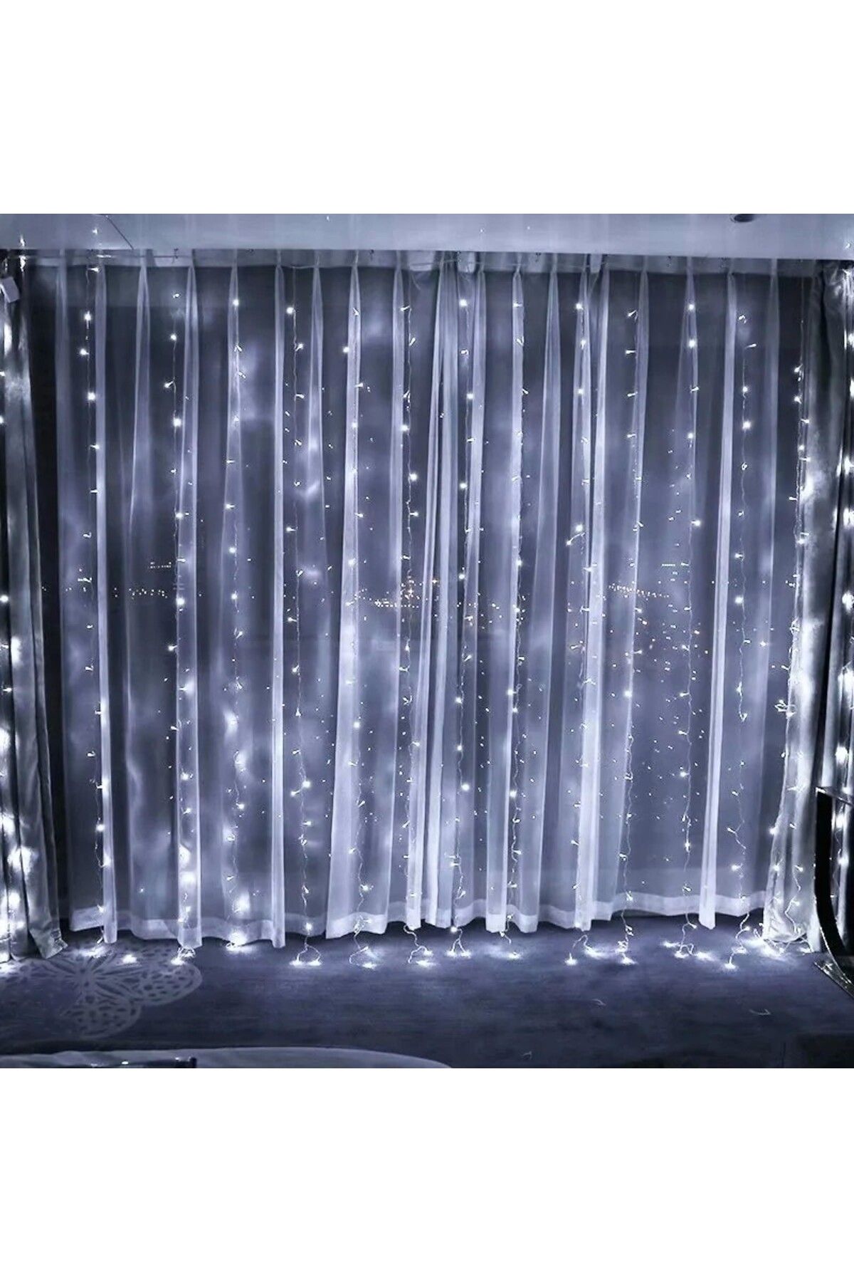 Teo-Instalatie Craciun, Tip Perdea, IP44, 6 m x 2 m, 720 LED-uri, Alb rece, cu flash, Transformator, Int 2