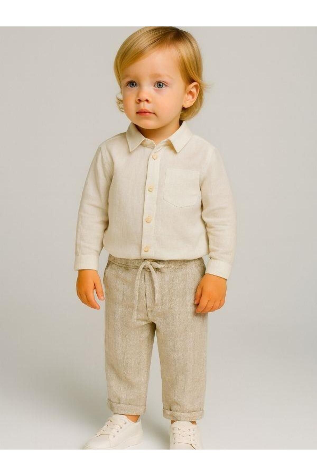 Zekids-Boy's Patterned Soft Textured Trousers with Elastic Waist 2