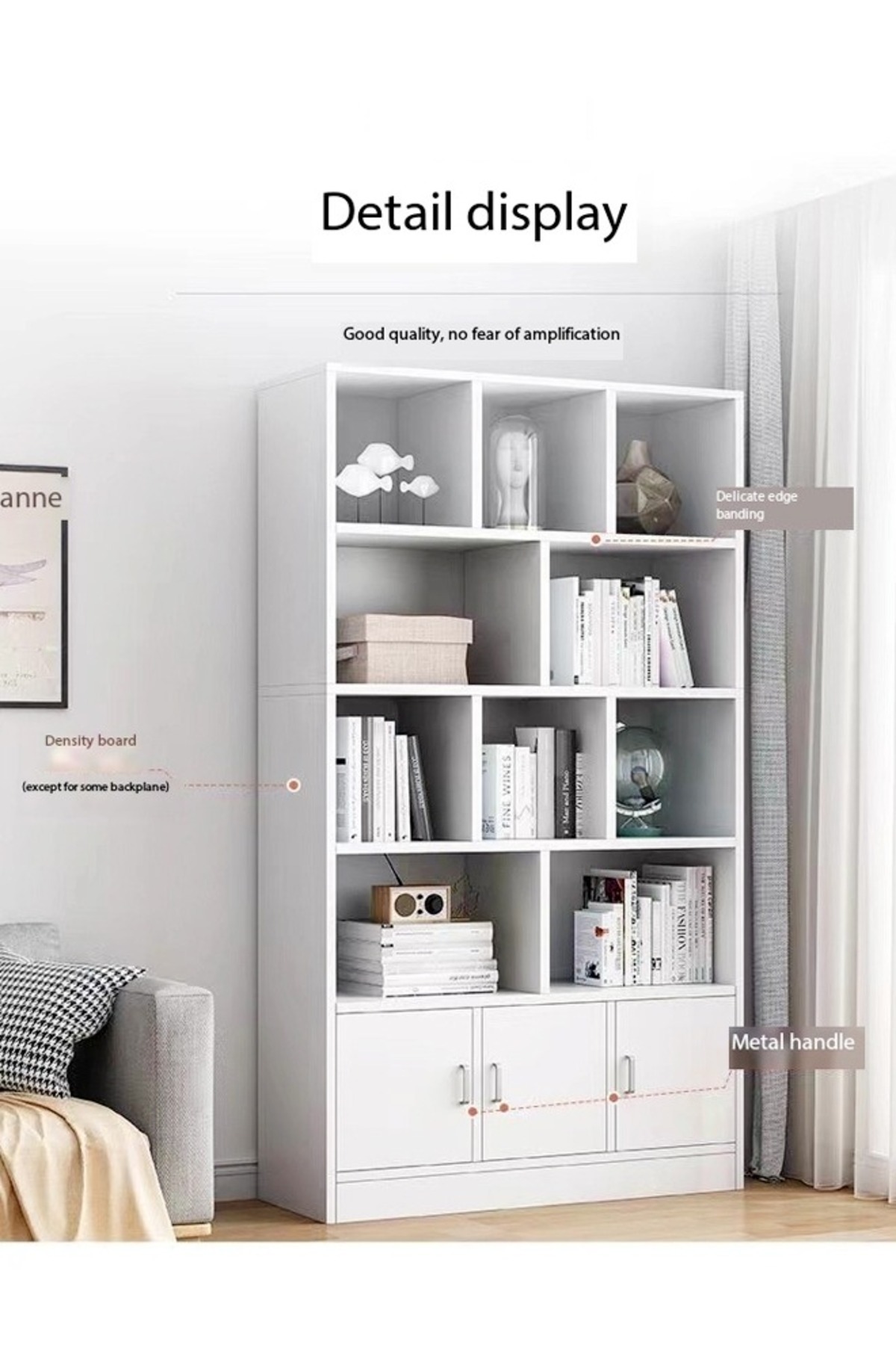 Raffine-Modern multi-tier bookshelf with large storage and vertical floor bookcase 100x24x178 cm 2
