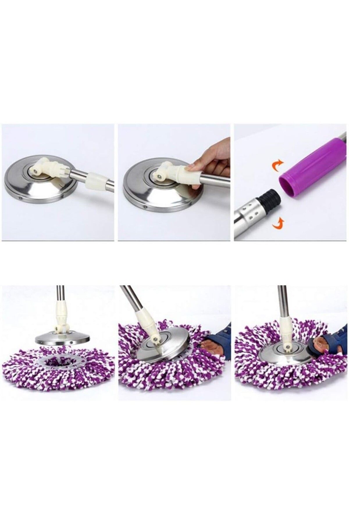 Teo-Rotating mop set with bucket, plastic and microfiber material, durable, with drain plug, removable bowl 3