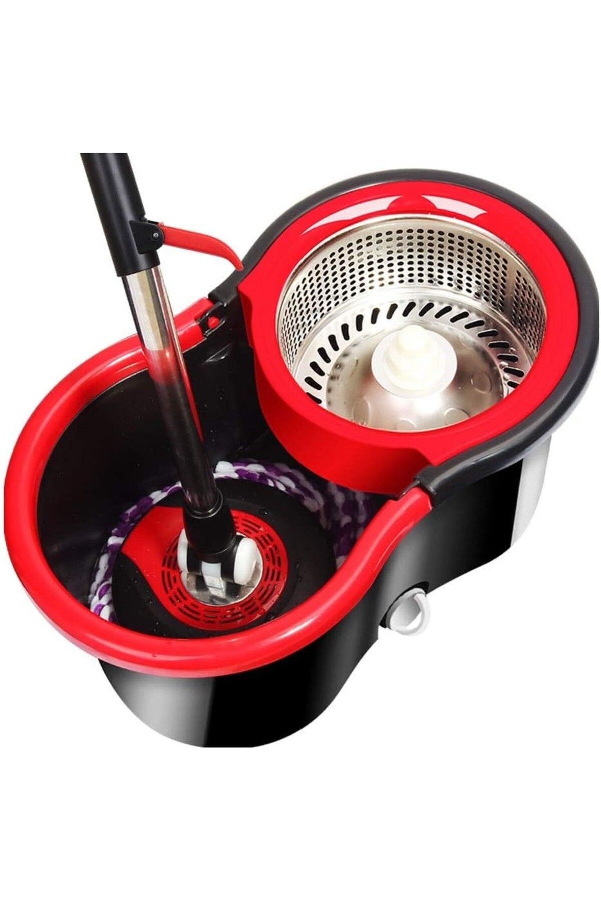Teo-Rotating mop set with bucket, plastic and microfiber material, durable, with drain plug, removable bowl 7