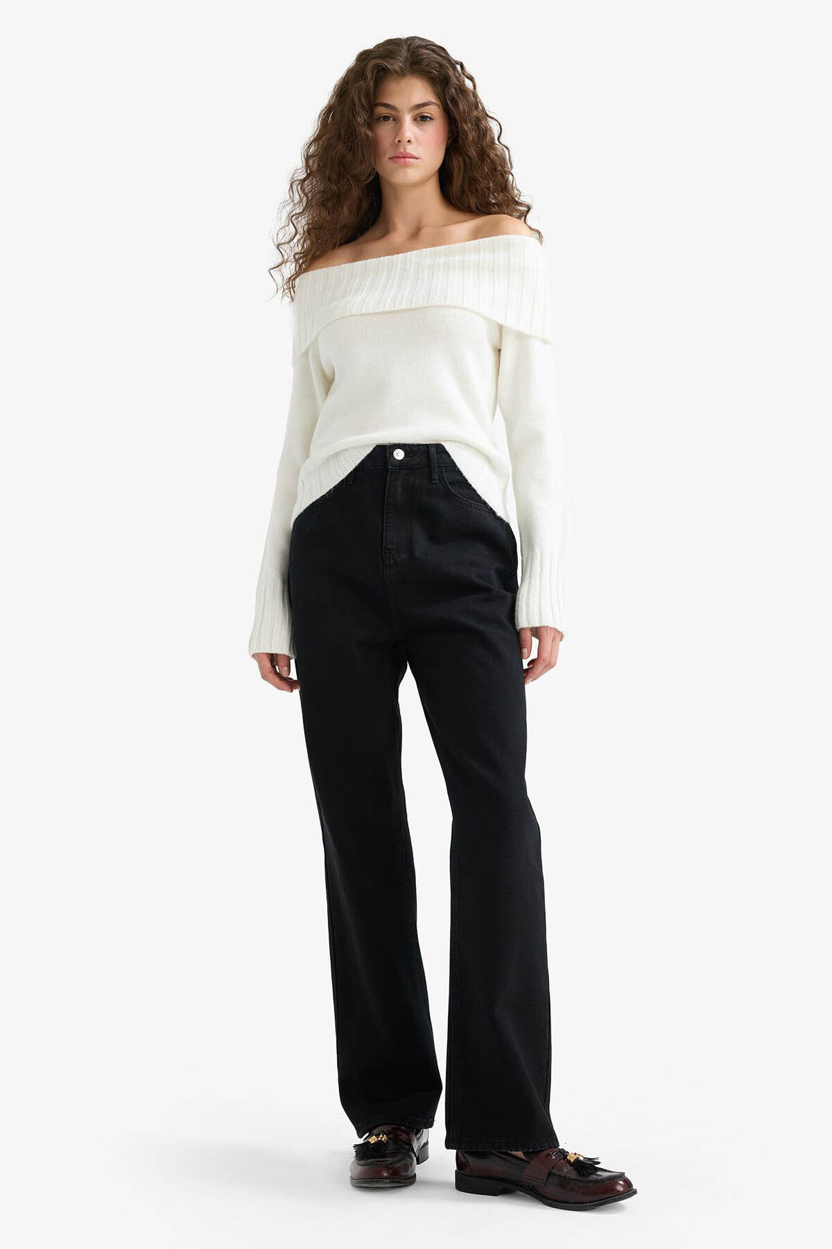 DeFacto Straight Fit Yüksek Bel Uzun Jean Pantolon E9129AX25AU görsel 4