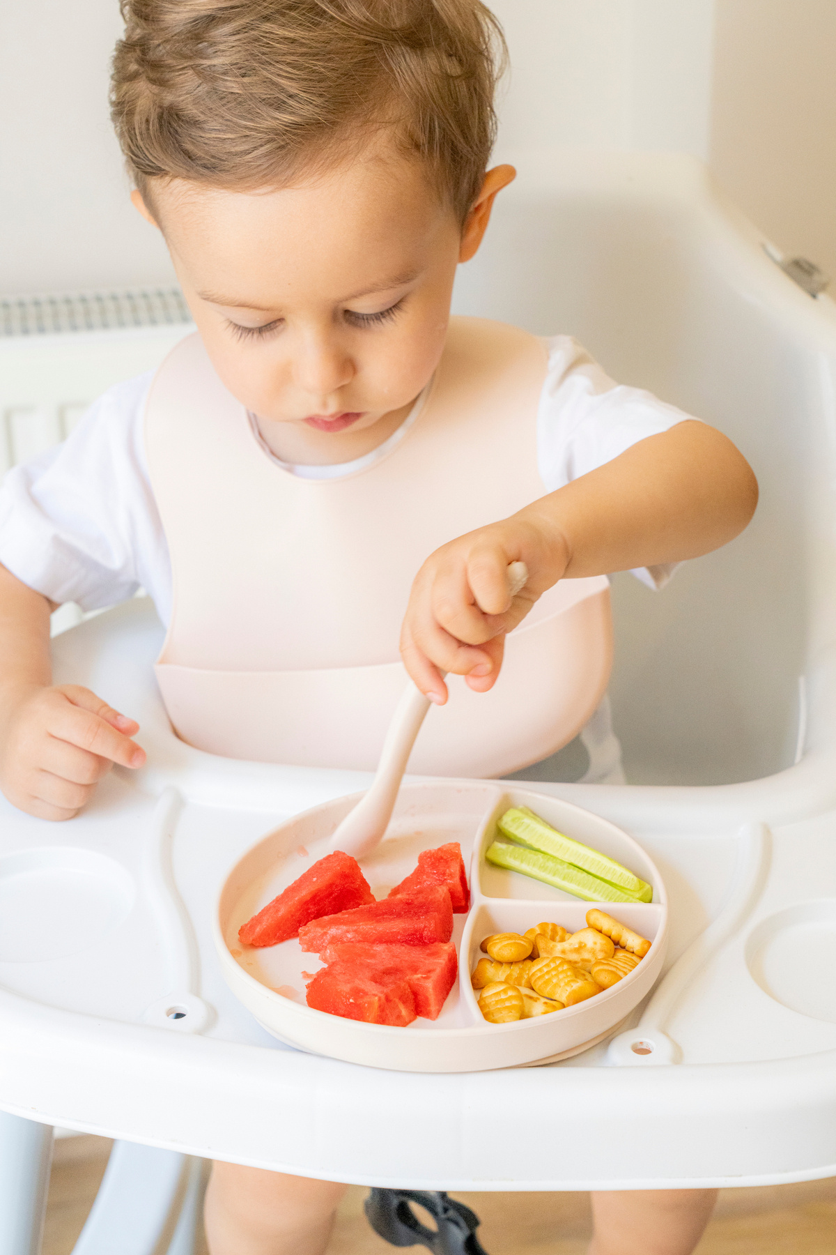 NoiBaby Vakum Tabanlı Silikon Tabak - Silikon Kaşık 2'li Set - ( Krem ) fotoğrafı 2 (önizleme)