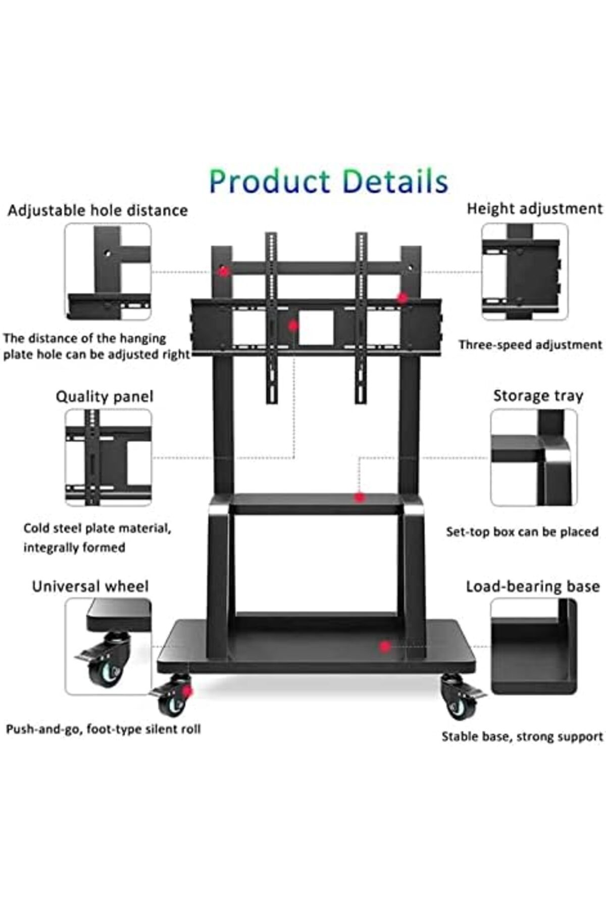 GENERALTEC-Universal TV Stand with Adjustable Height, 55-110 Inch LCD/LED Smart Flat Curved TVs Up to 275kg 8