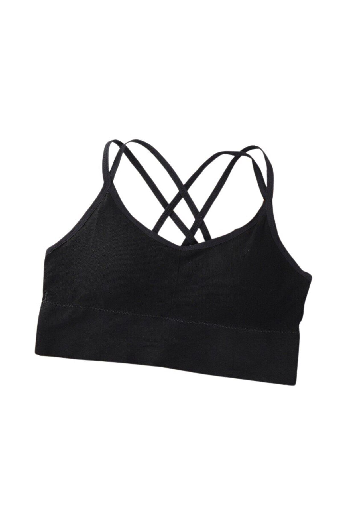 Mixbo-- Sports Bra for Gym with Straps and Open Back, Seamless, Push-Up Model, Universal Size, Black 4
