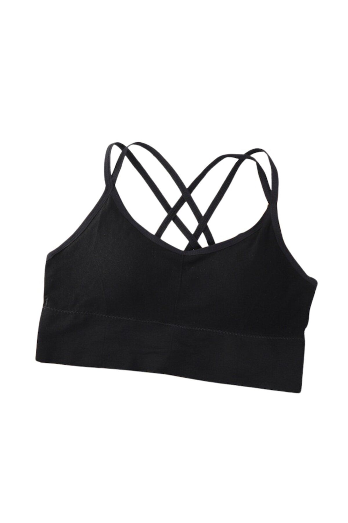 Mixbo-- Sports Bra for Gym with Straps and Open Back, Seamless, Push-Up Model, Universal Size, Black 2