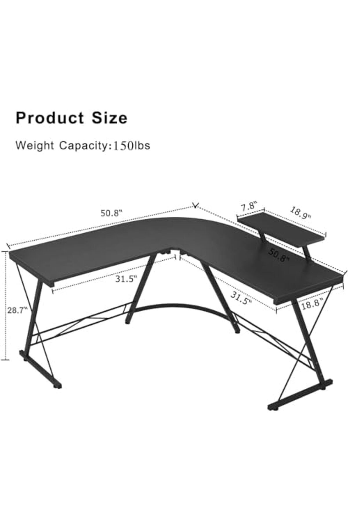 AGD-Corner Computer Desk L-Shaped with Large Monitor Stand and Shelf for Home and Office, Sturdy Space-S 4