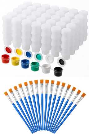 by burcu doğan 10 ADET BOŞ BOYA KUTUSU 3 ml (60 GÖZ) + 10 ADET FIRÇA