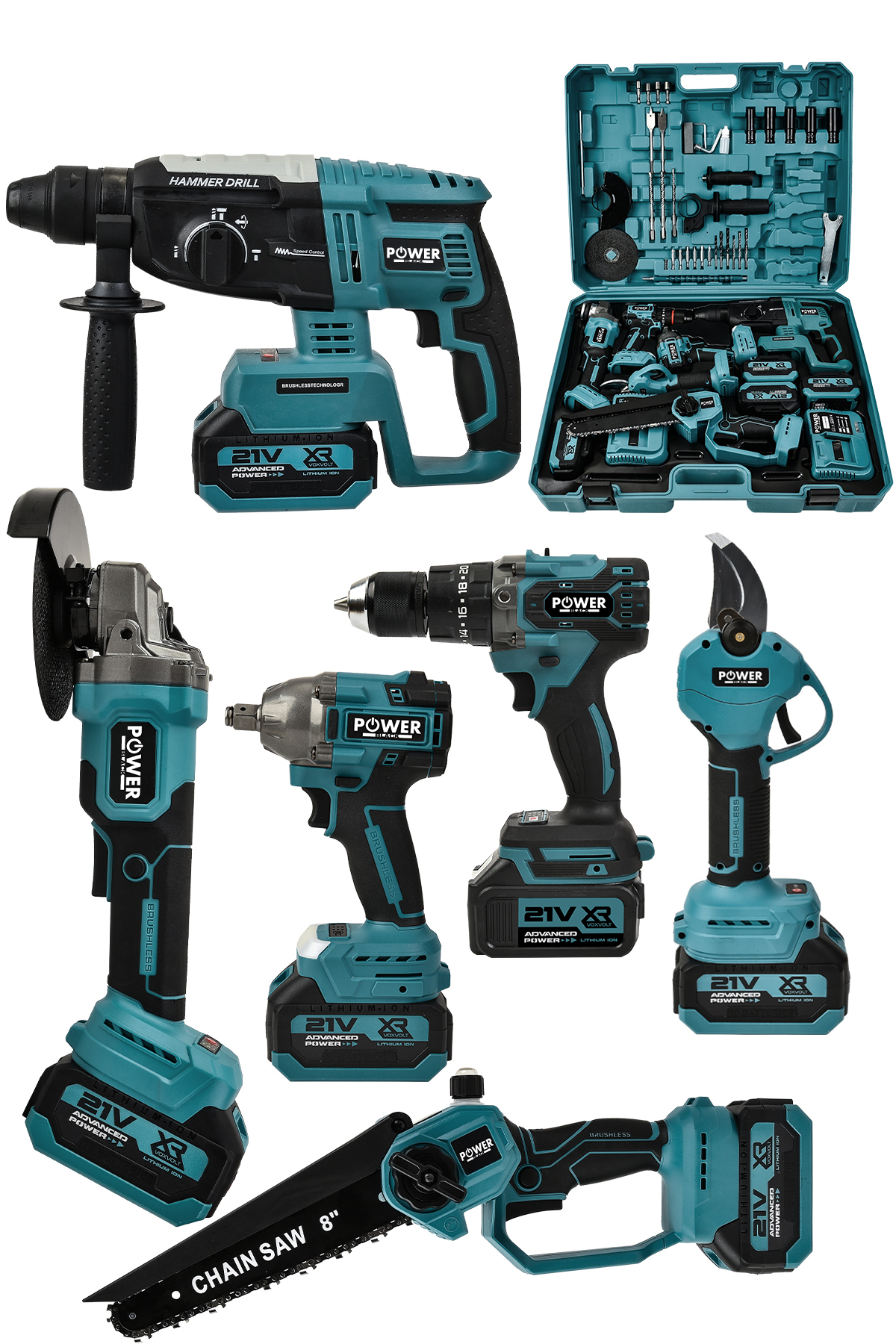 POWER BLACK PRO 6 LI SET 21V Darbeli Kömürsü Hilti-Taşlama-Testere