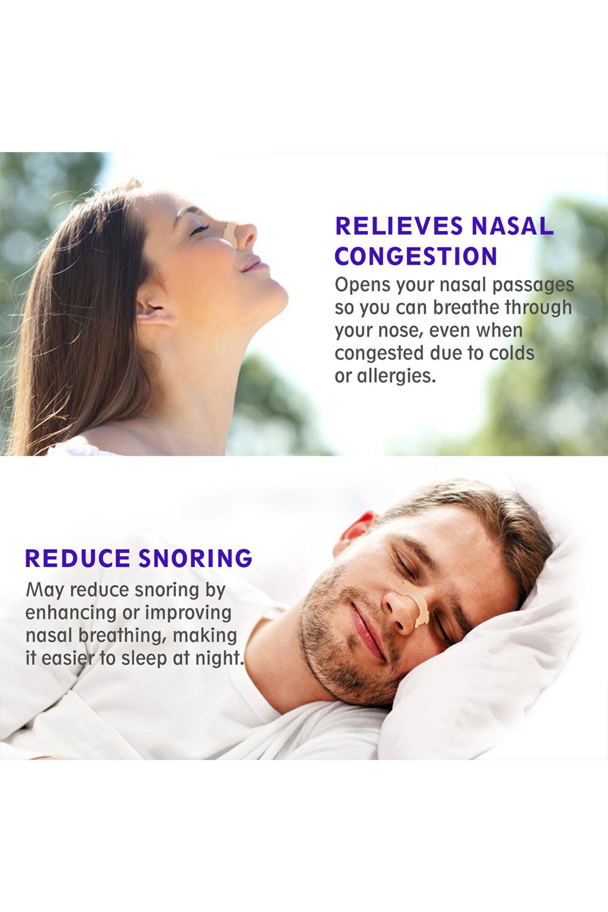 sefudun-30 Pcs Nasal Strips for Better Breathing, Nose Strips to Reduce Snoring, Relieve Nasal Congestion 8
