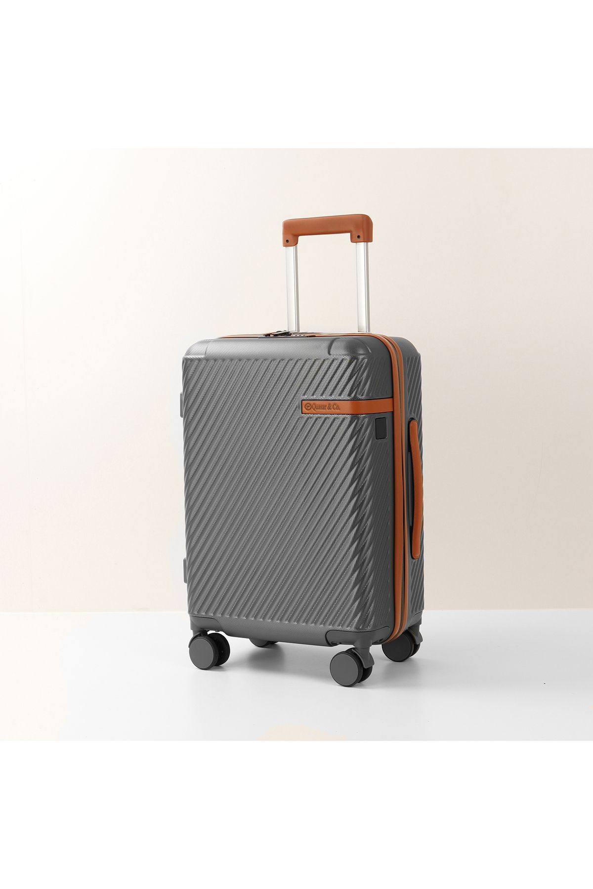 Quasar & Co.-Set of 3 trolleys S/M/L, suitcases, luggage with lock, telescopic handle, suitcases with 4 double wheels, ABS, gray 2